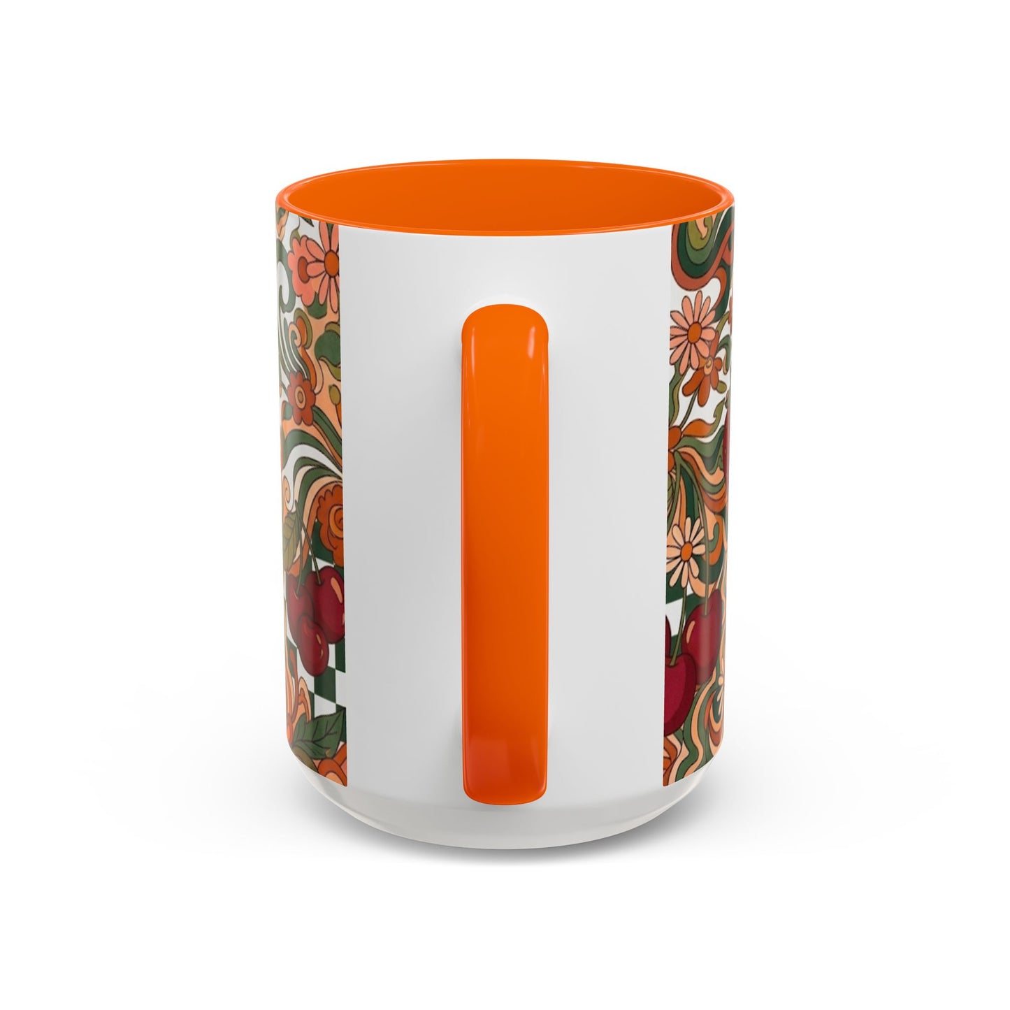 Vintage Cherry Strawberry Pattern Accent Mug | 11oz 15oz