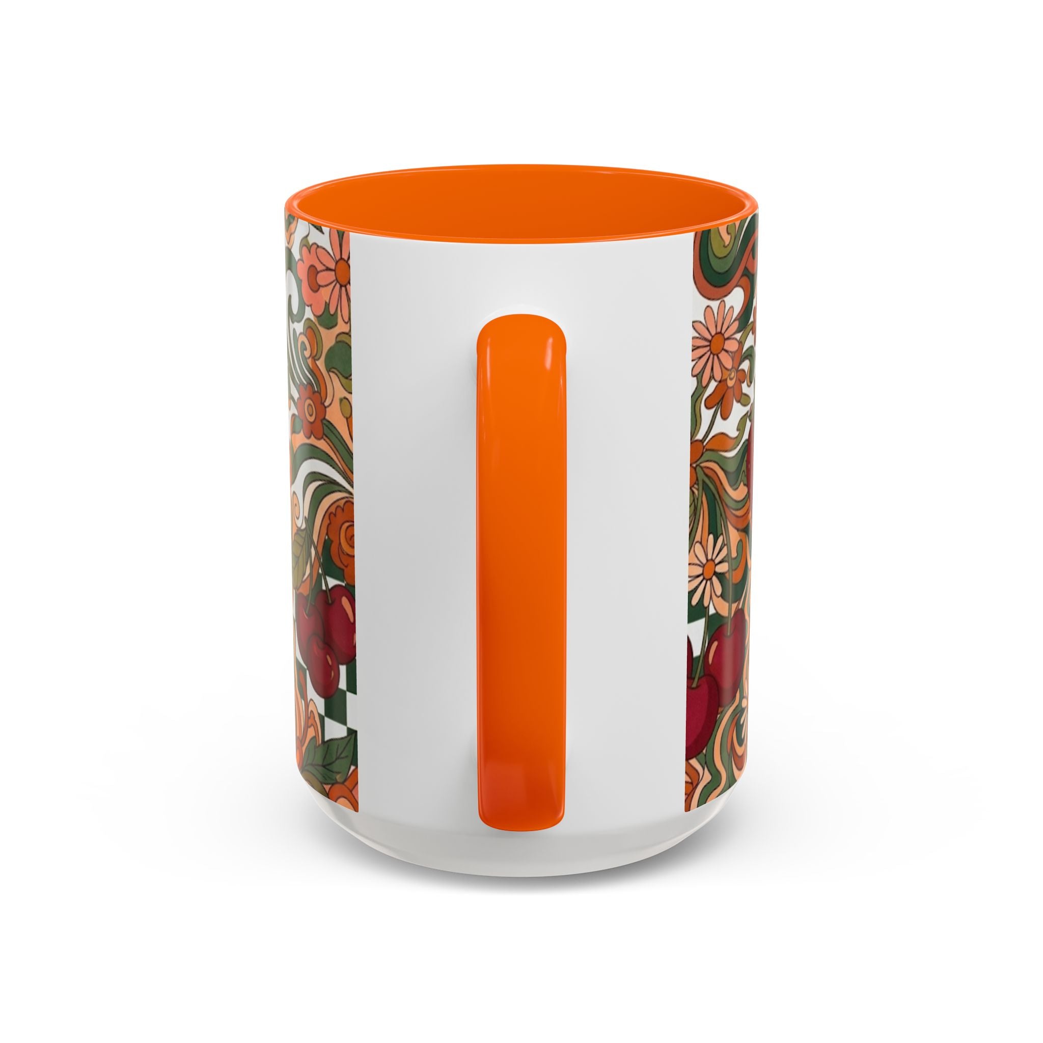 Vintage Cherry Strawberry Pattern Accent Mug | 11oz 15oz