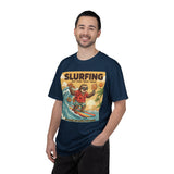 Slurfing Surfing Sloth T-Shirt | Retro Beach Wave Illustration