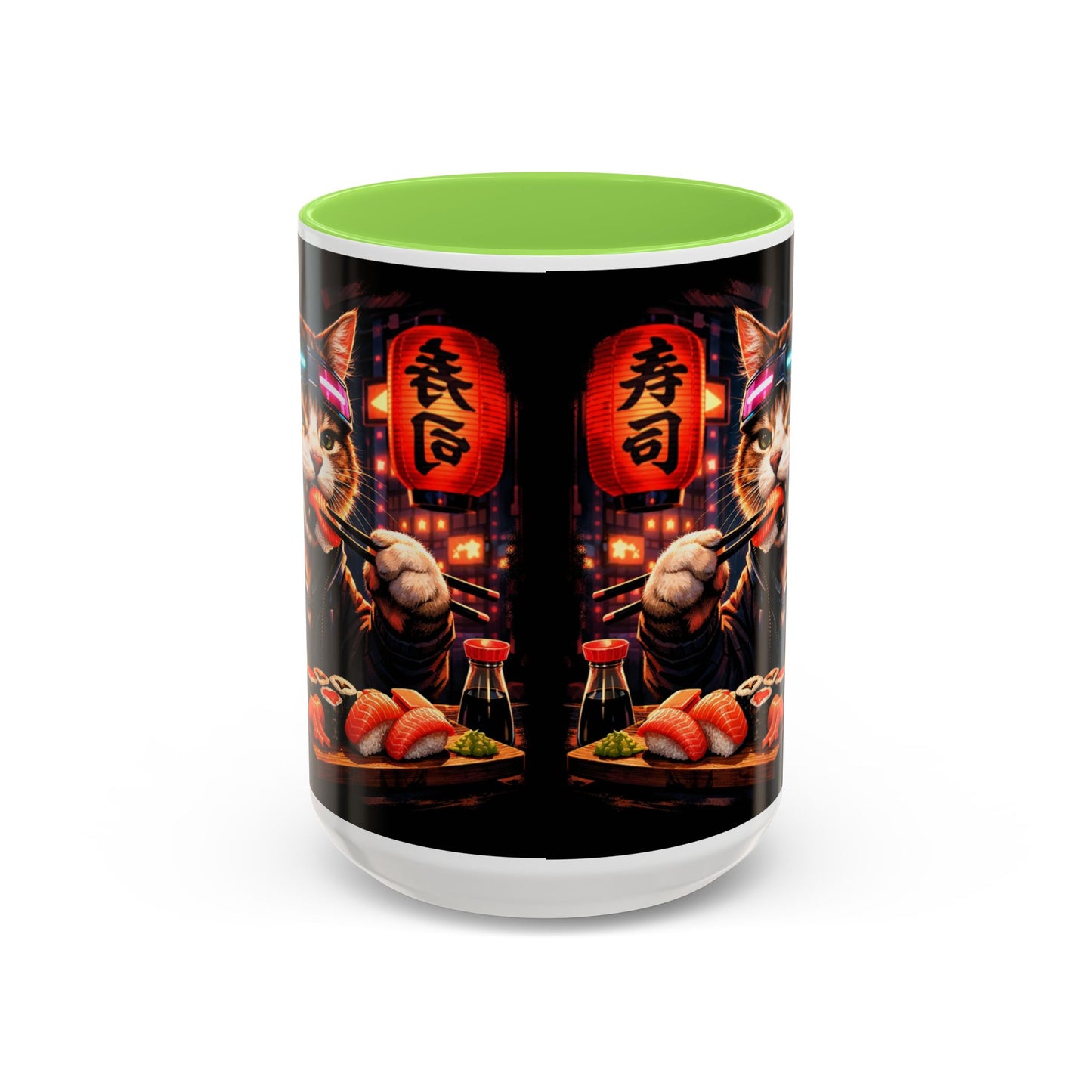 Cyberpunk Sushi Cat Mug | 11oz 15oz Ceramic Coffee Cup