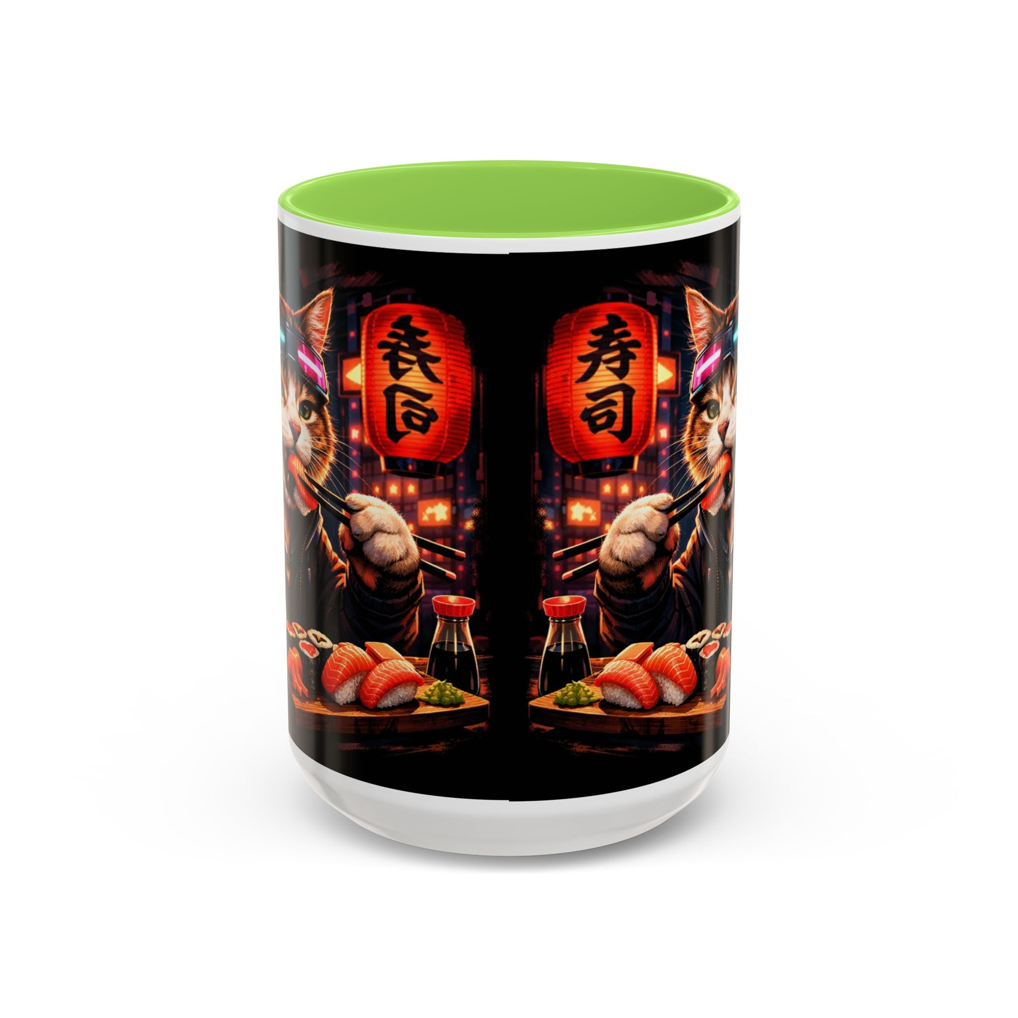 Cyberpunk Sushi Cat Mug | 11oz 15oz Ceramic Coffee Cup