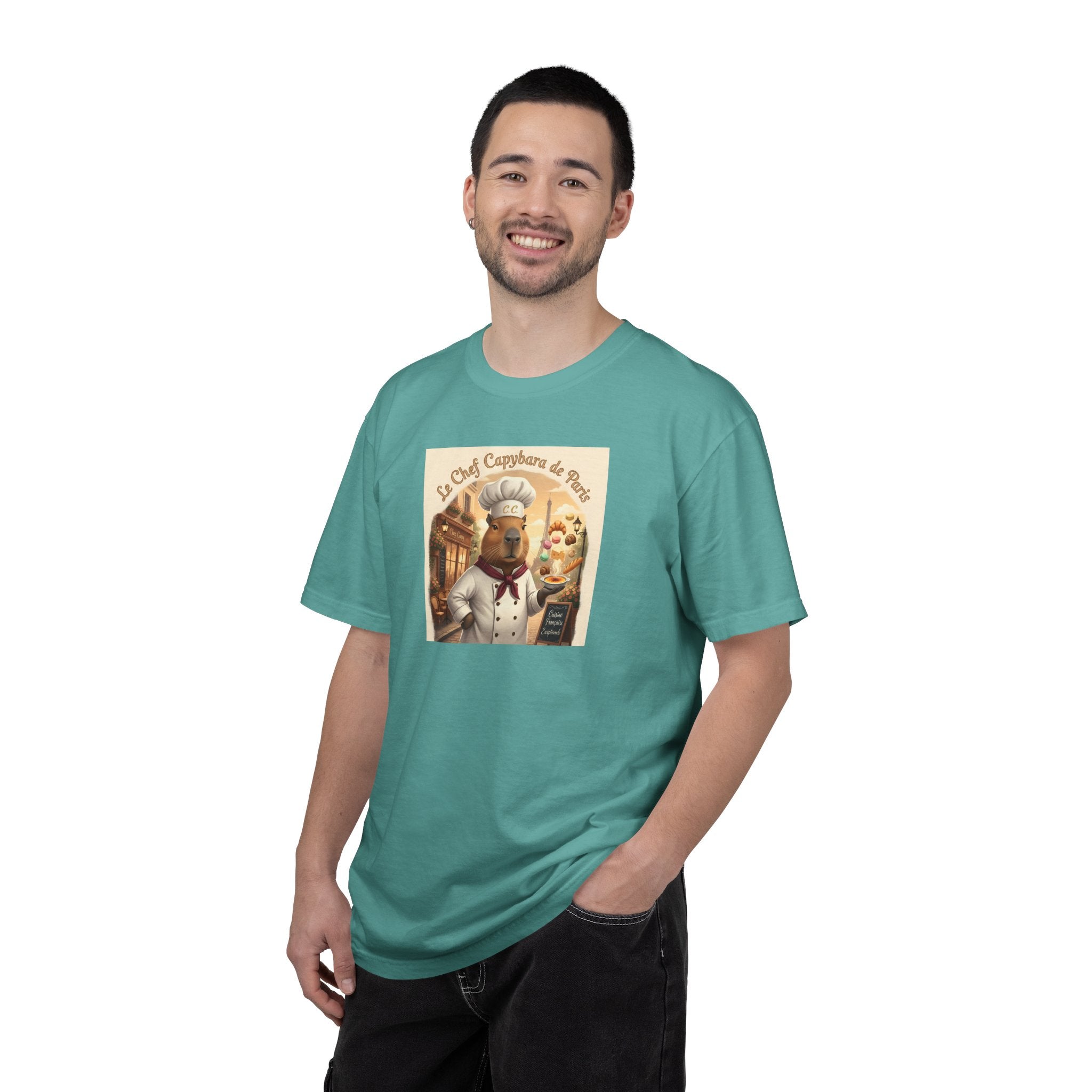 Vintage French Pâtissier Capybara Chef T-shirt | Bakery Illustration