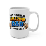 Amazing Dad thumbs pointing Mug | 'This Is What An Amazing Dad Looks Like' 15oz