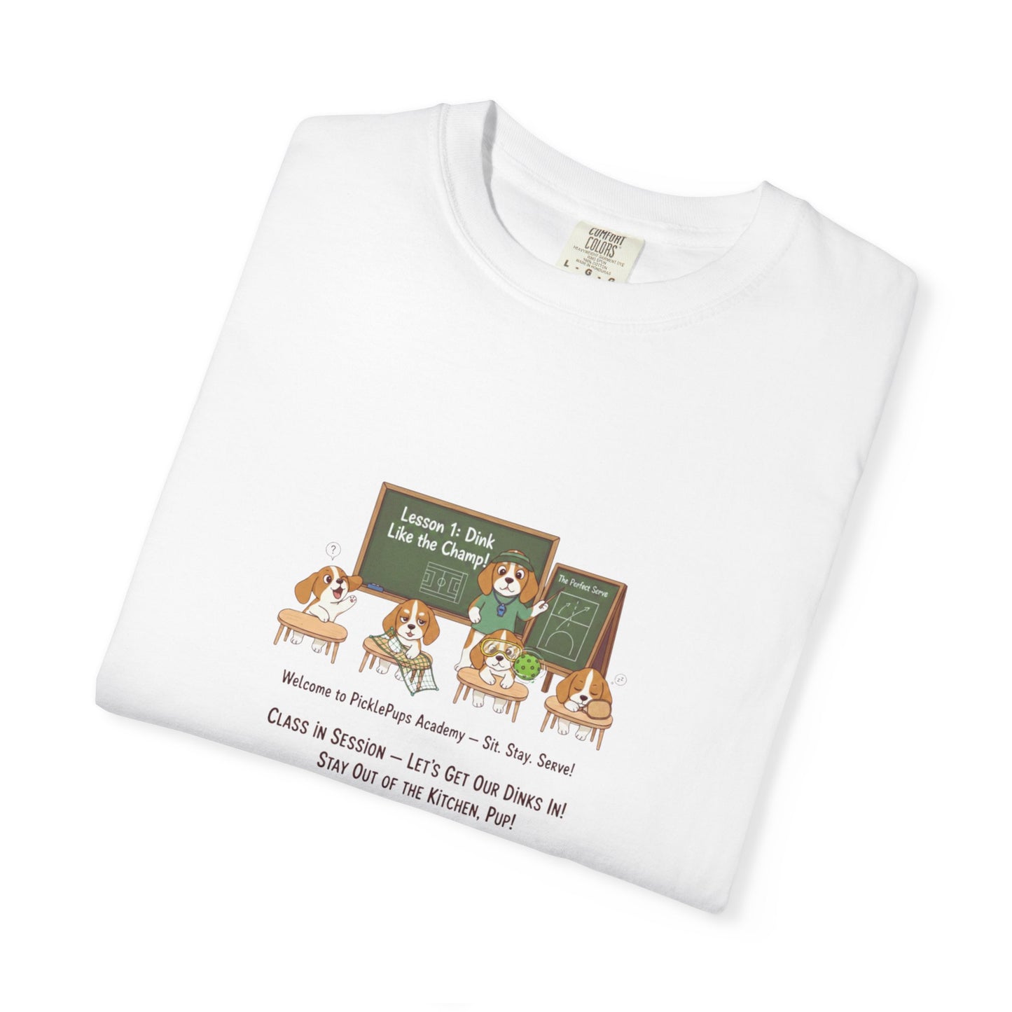 Beagle Pickleball Classroom Cartoon T-shirt | Dog Teacher Paw School Design