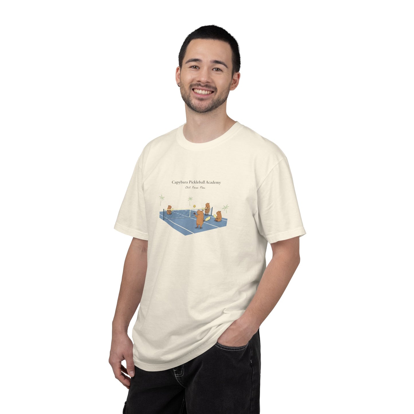Capybara Pickleball Academy T-shirt | Capybara Cartoon Pickleball Design