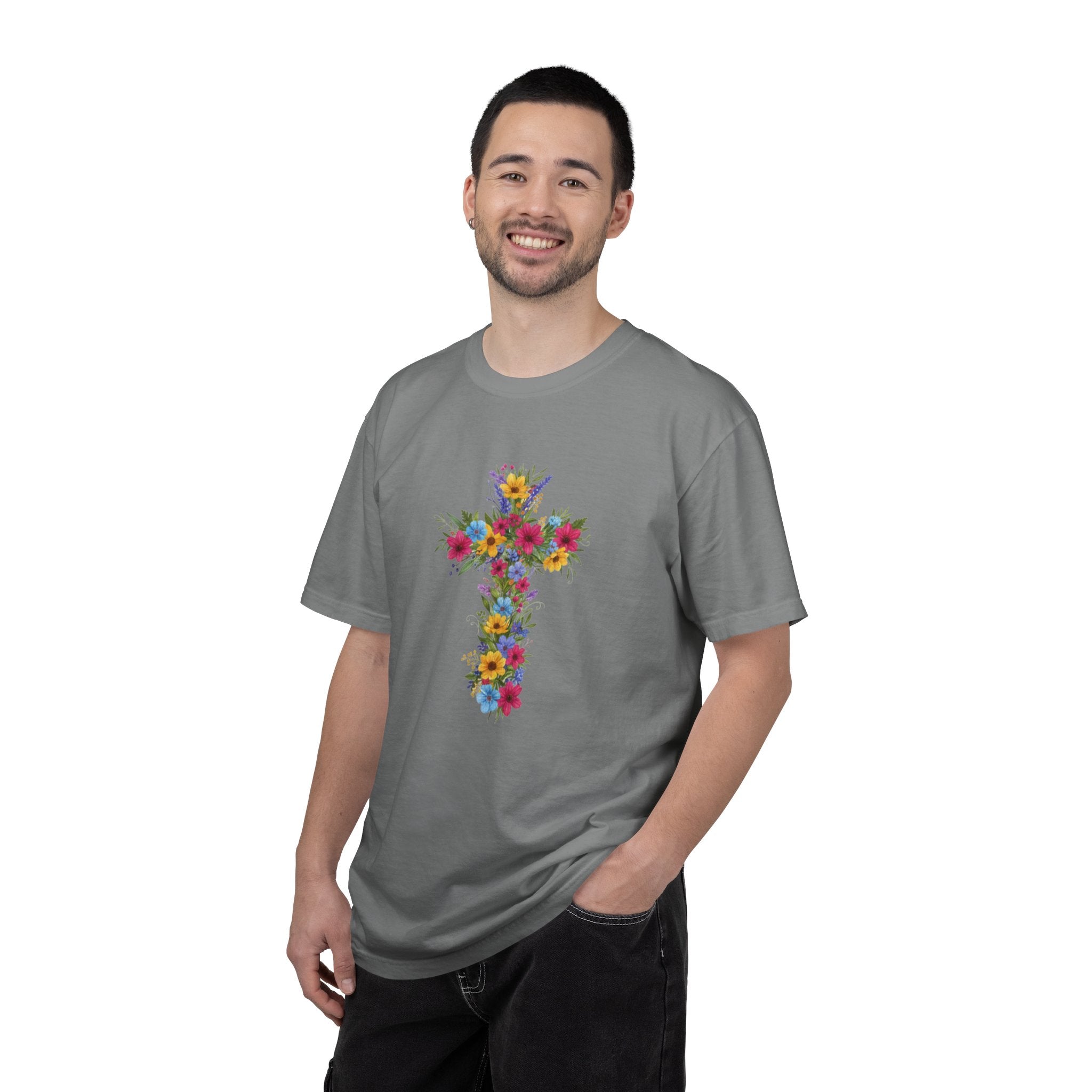 Floral Cross T-shirt | Colorful Flower Cross Tee, Christian Faith Shirt
