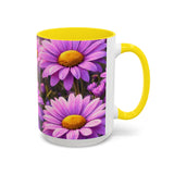 Purple Daisy Floral Mug | Accent Coffee Mug 11oz 15oz