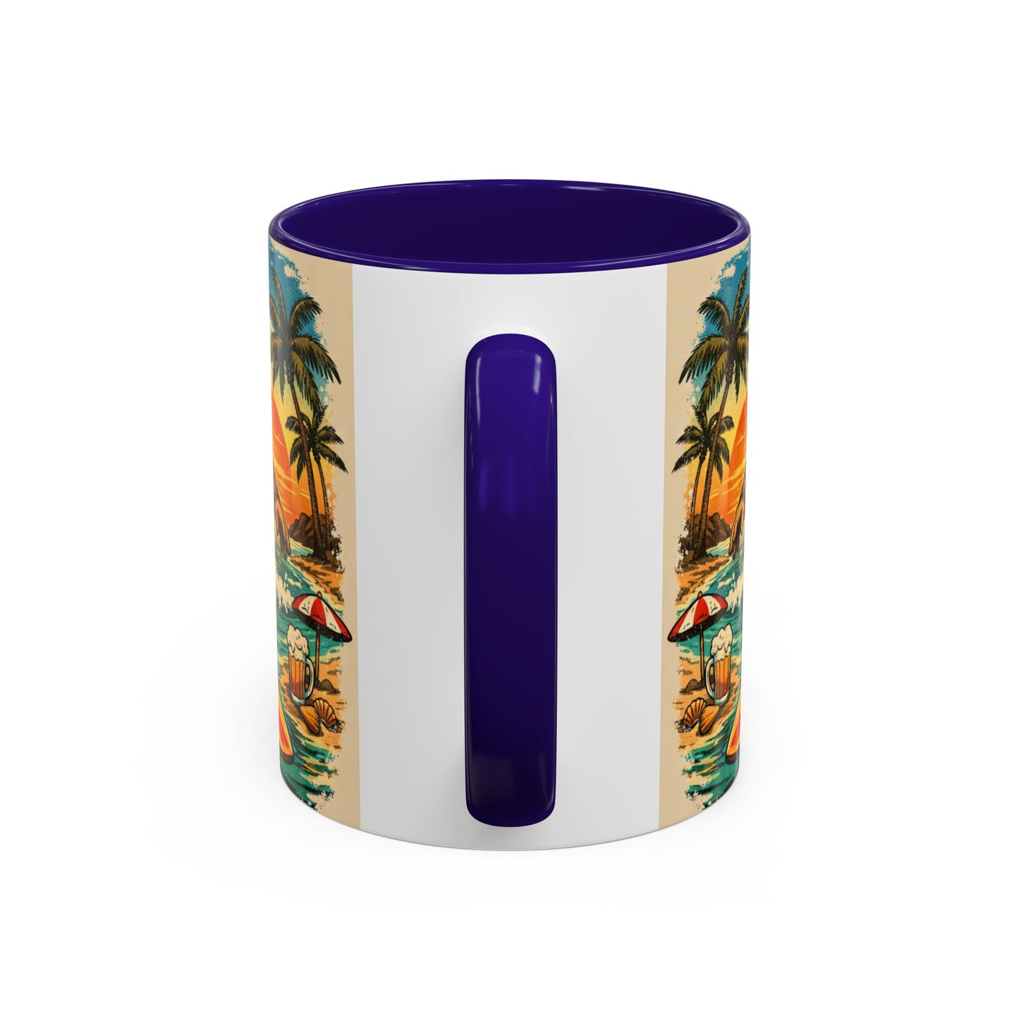Surfing Bigfoot Mug | Retro Beach Sunset Bigfoot Wave Coffee Cup