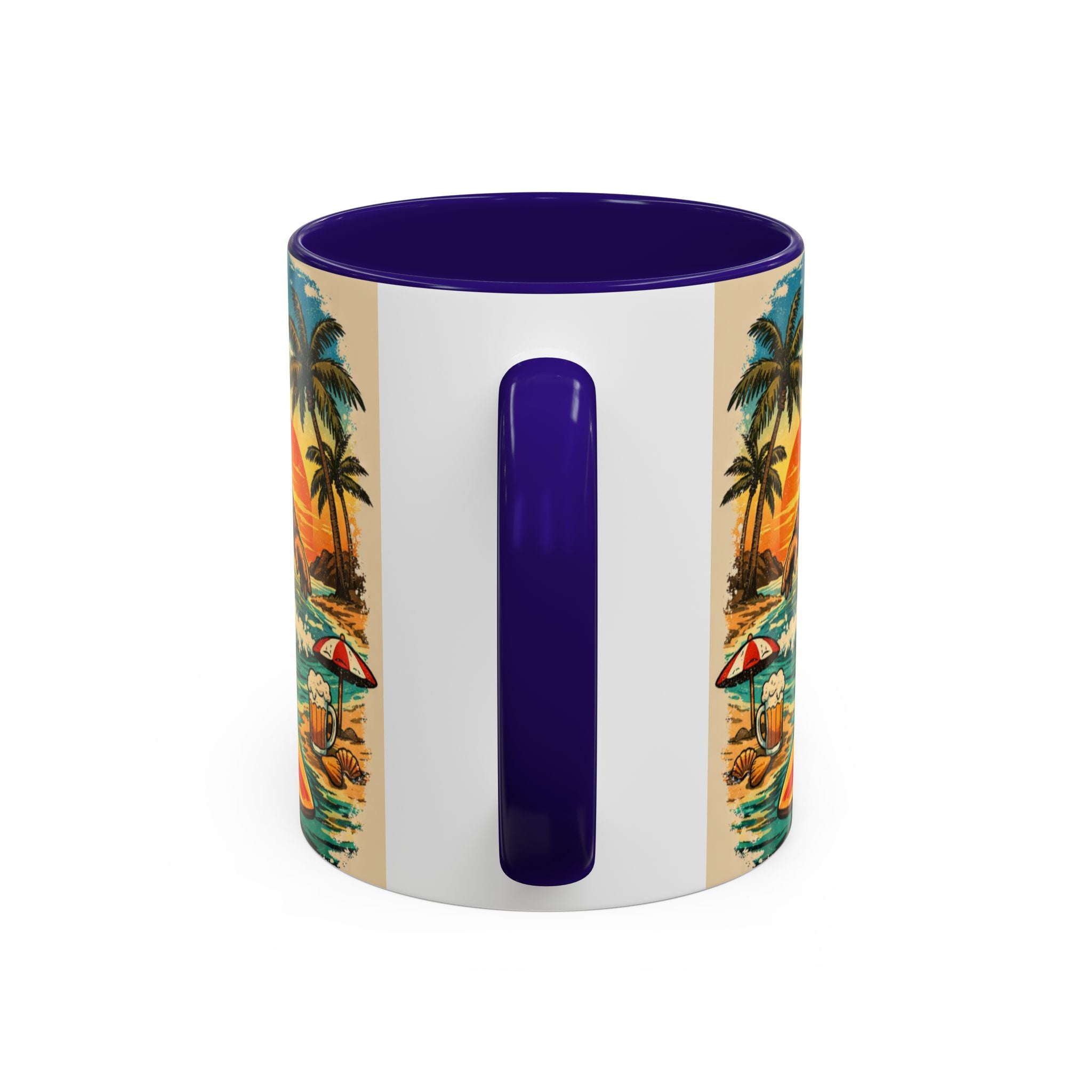 Surfing Bigfoot Mug | Retro Beach Sunset Bigfoot Wave Coffee Cup
