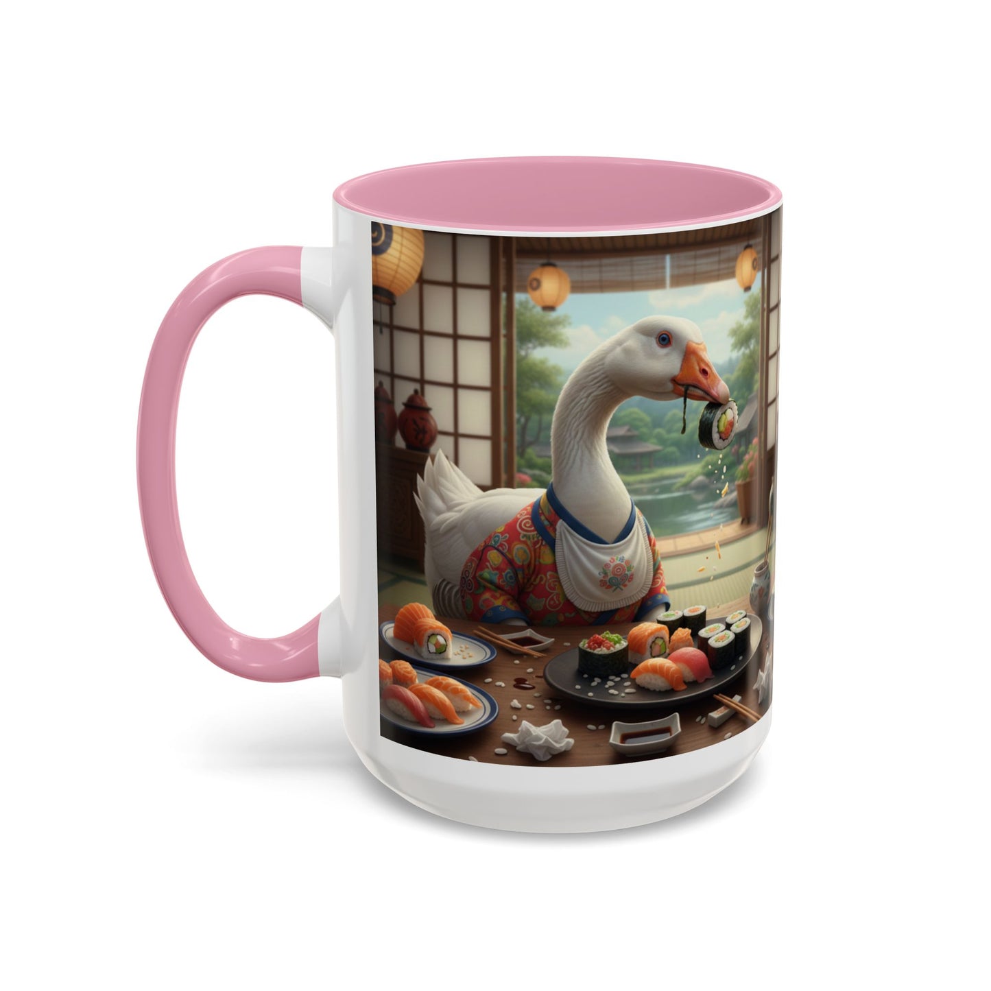 Goose with Sushi Mug | Japanese Tea Room Illustration