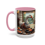 Goose with Sushi Mug | Japanese Tea Room Illustration