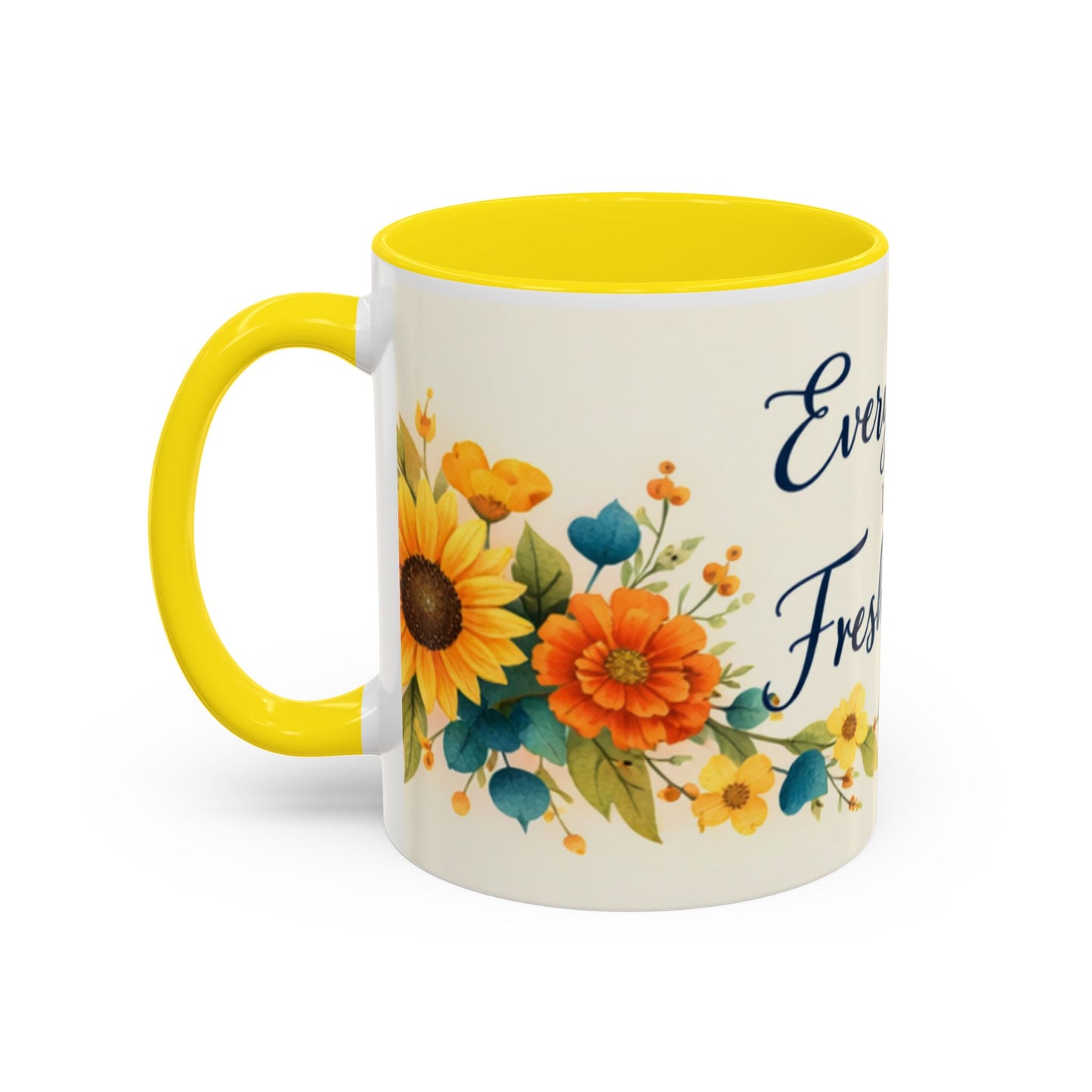 Every Day Is A Fresh Start mug | Floral sunflower coffee mug