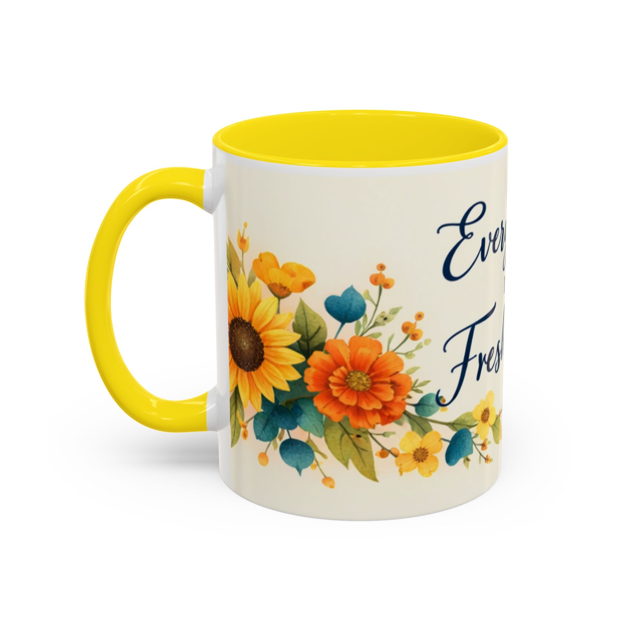 Every Day Is A Fresh Start mug | Floral sunflower coffee mug