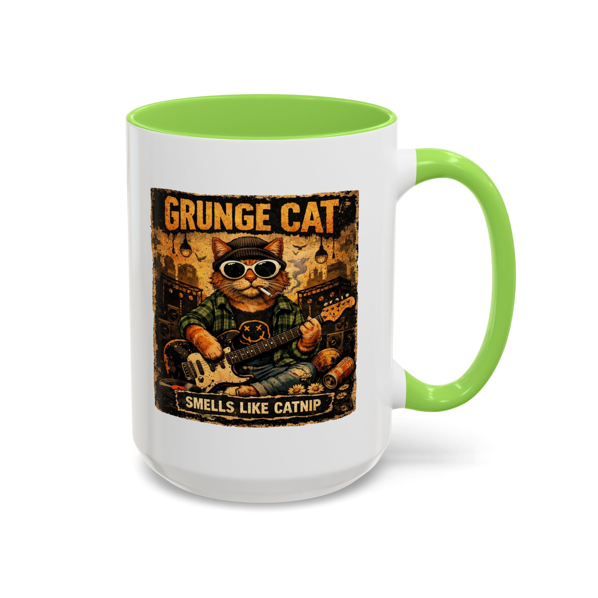 Grunge Cat Smells Like Catnip Mug | Ceramic Coffee Cup