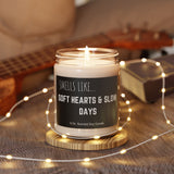 Soft Hearts Slow Days Scented Soy Candle, 9oz Natural Wax (Gift for Partner)