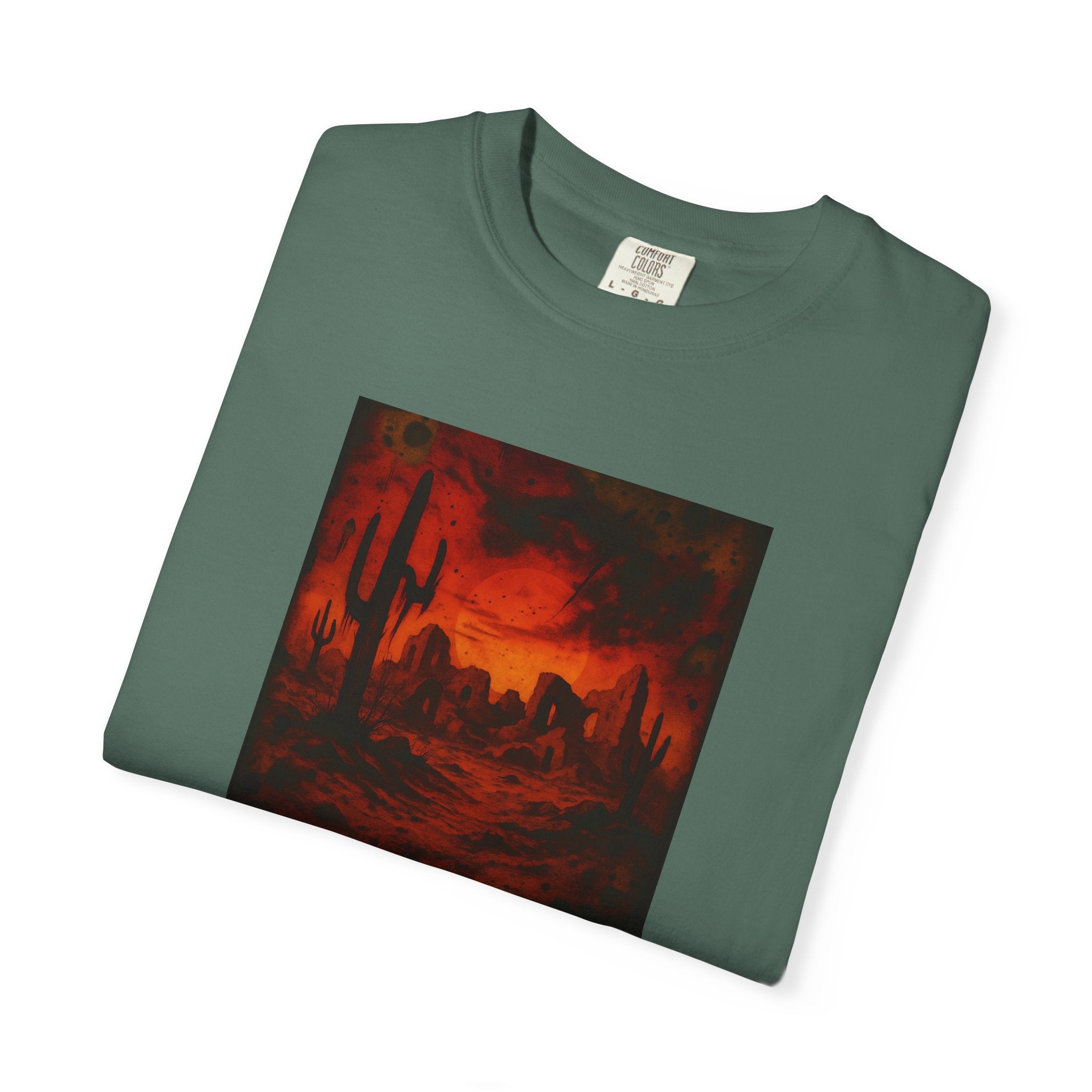 Red Desert Sunset T-shirt | Cactus Landscape, Moody Western Scene