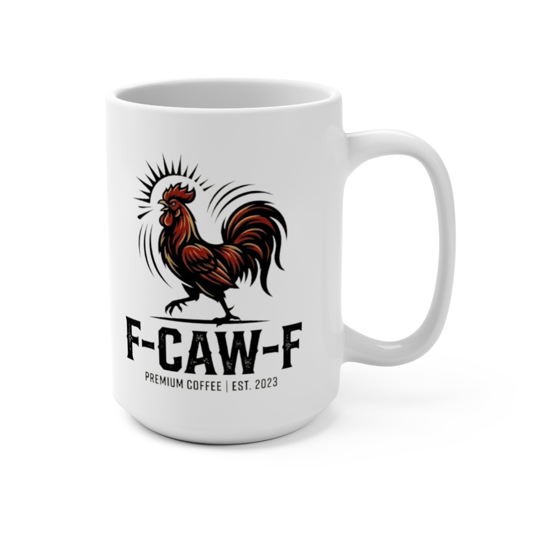 Rooster F-CAW-F Logo Mug | 15oz Ceramic Coffee Mug