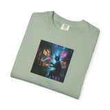 Cyberpunk Cat Sushi T-shirt | Neon Japan Noir