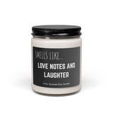 Scented Soy Candle, Love Notes and Laughter Quote, 9oz Jar, Boyfriend Husband Gift