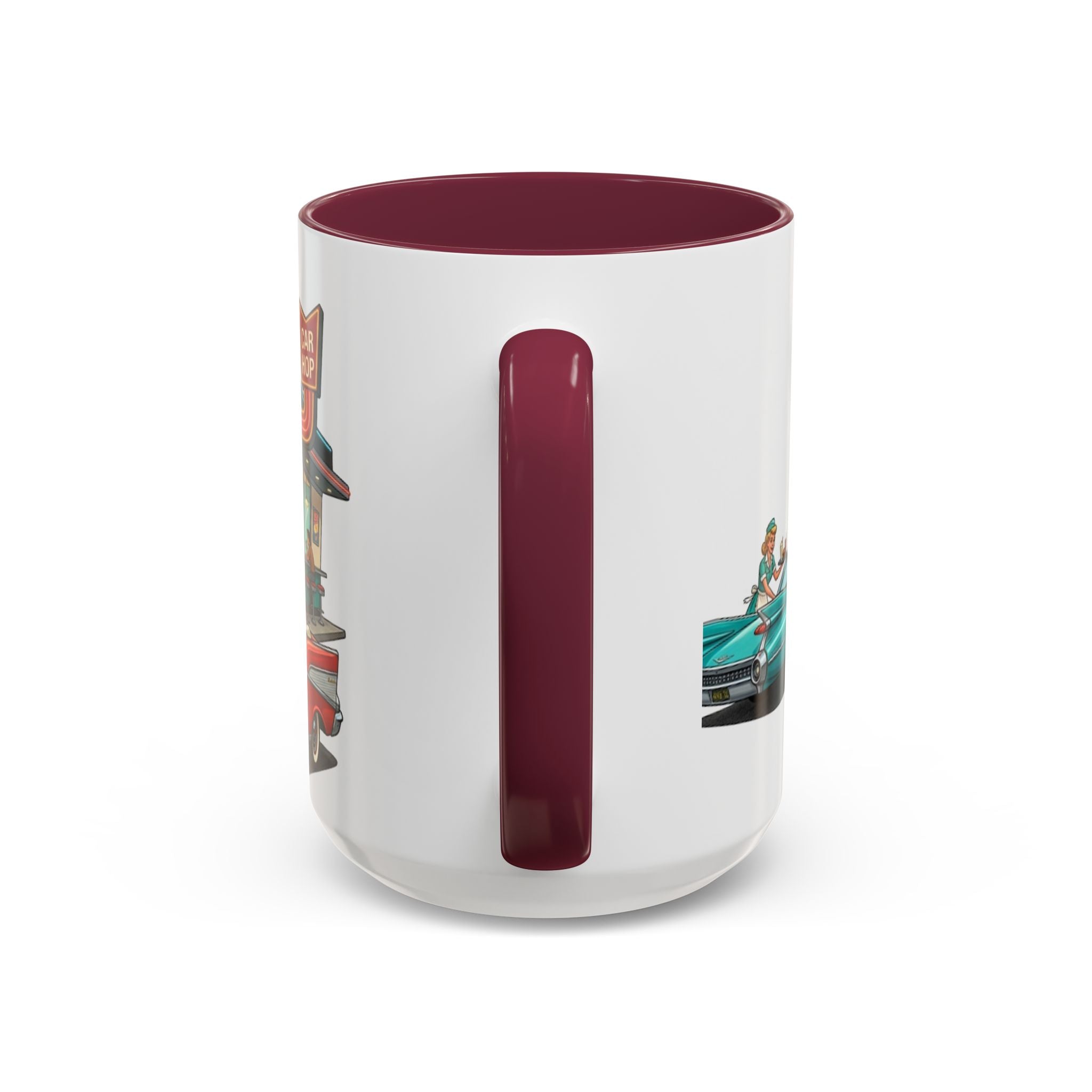 1950s Diner Scene Mug | Retro Car Hop Coffee Cup