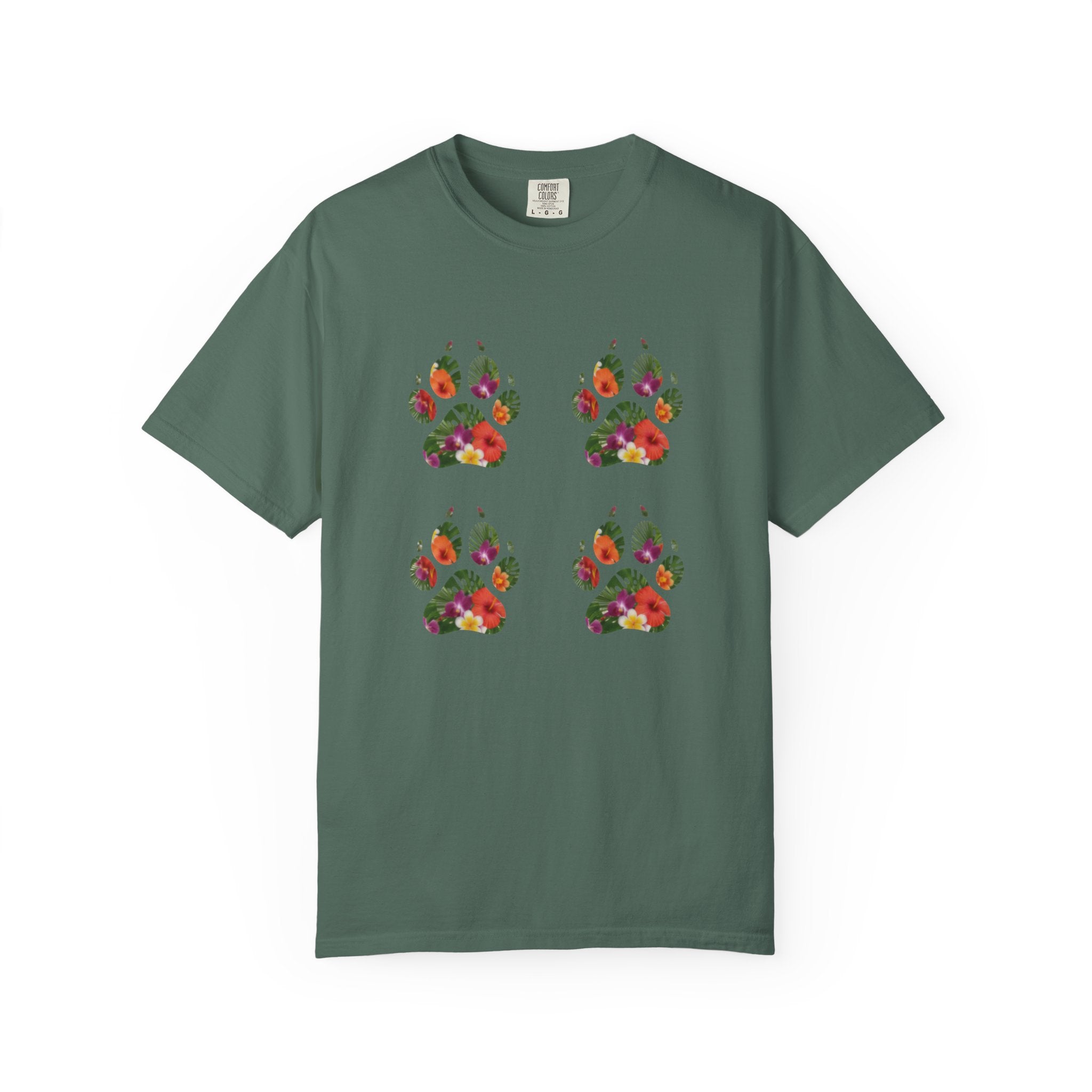 Floral Puppy Paws T-shirt | Dog Lover Tee