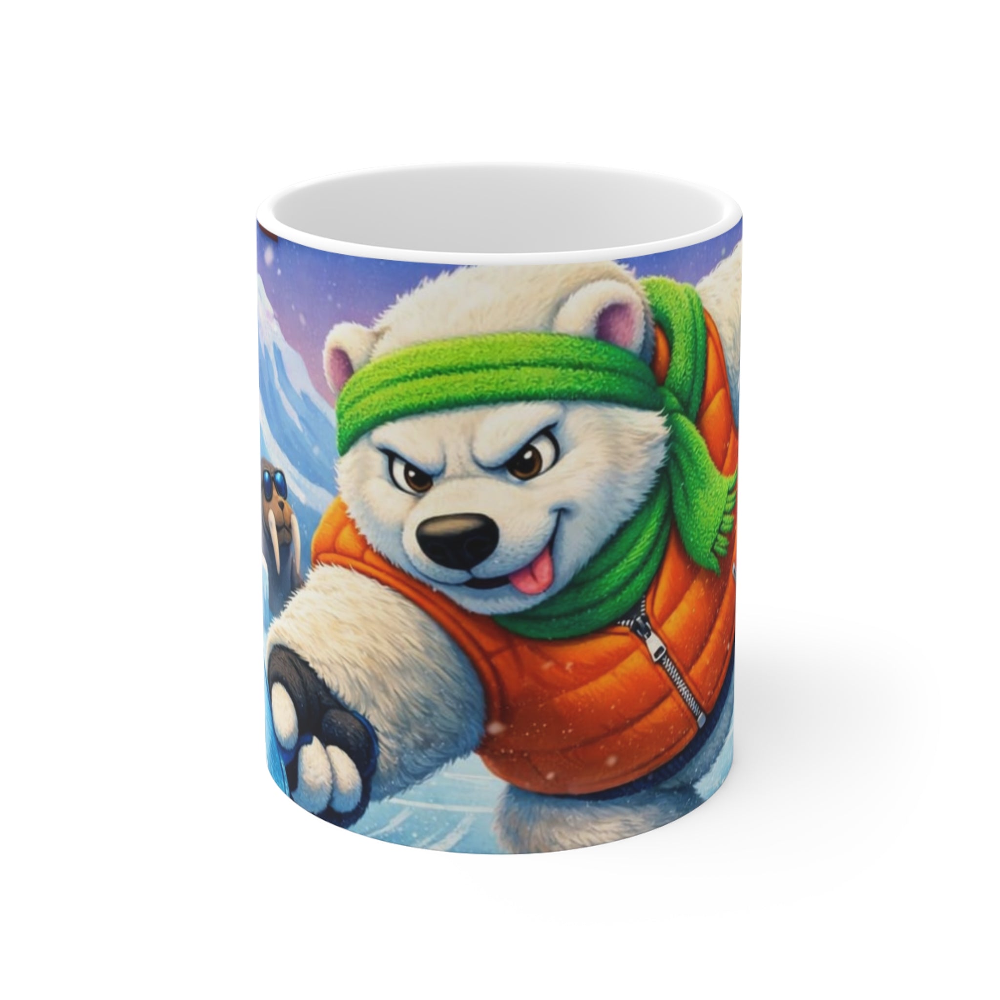 Arctic Pickleball Club Polar Bear Mug | Penguin & Walrus Winter Scene