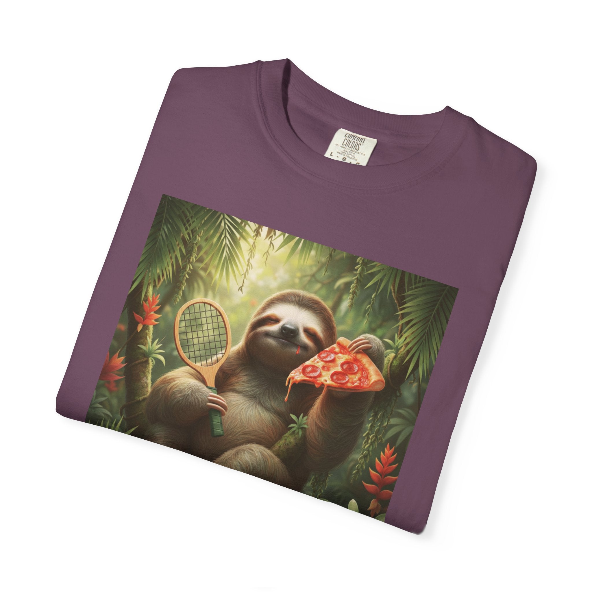 Sloth with Pizza and Pickleball Racket T-shirt | Eat Sleep Drink Repeat