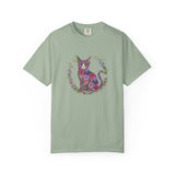 Floral Cat Illustration T-shirt | Botanical Kitty Circle Print