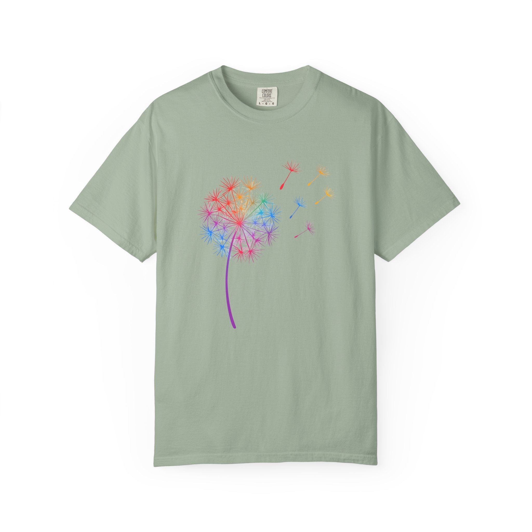 Rainbow Dandelion Tee | T-Shirt, Colorful Seed Puff Design