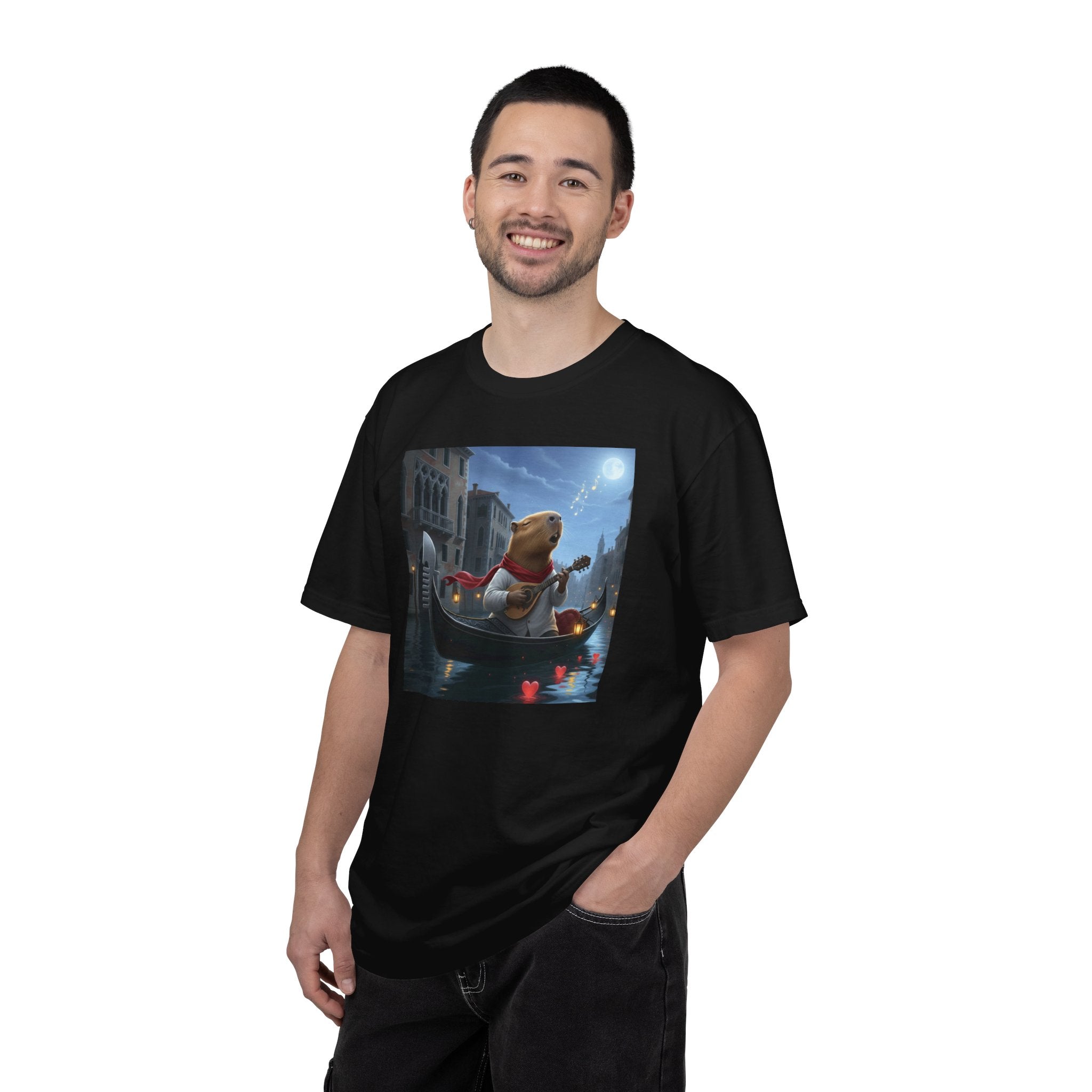 Capybara Gondolier Venice Night T-shirt | Romantic Venetian Canal Illustration