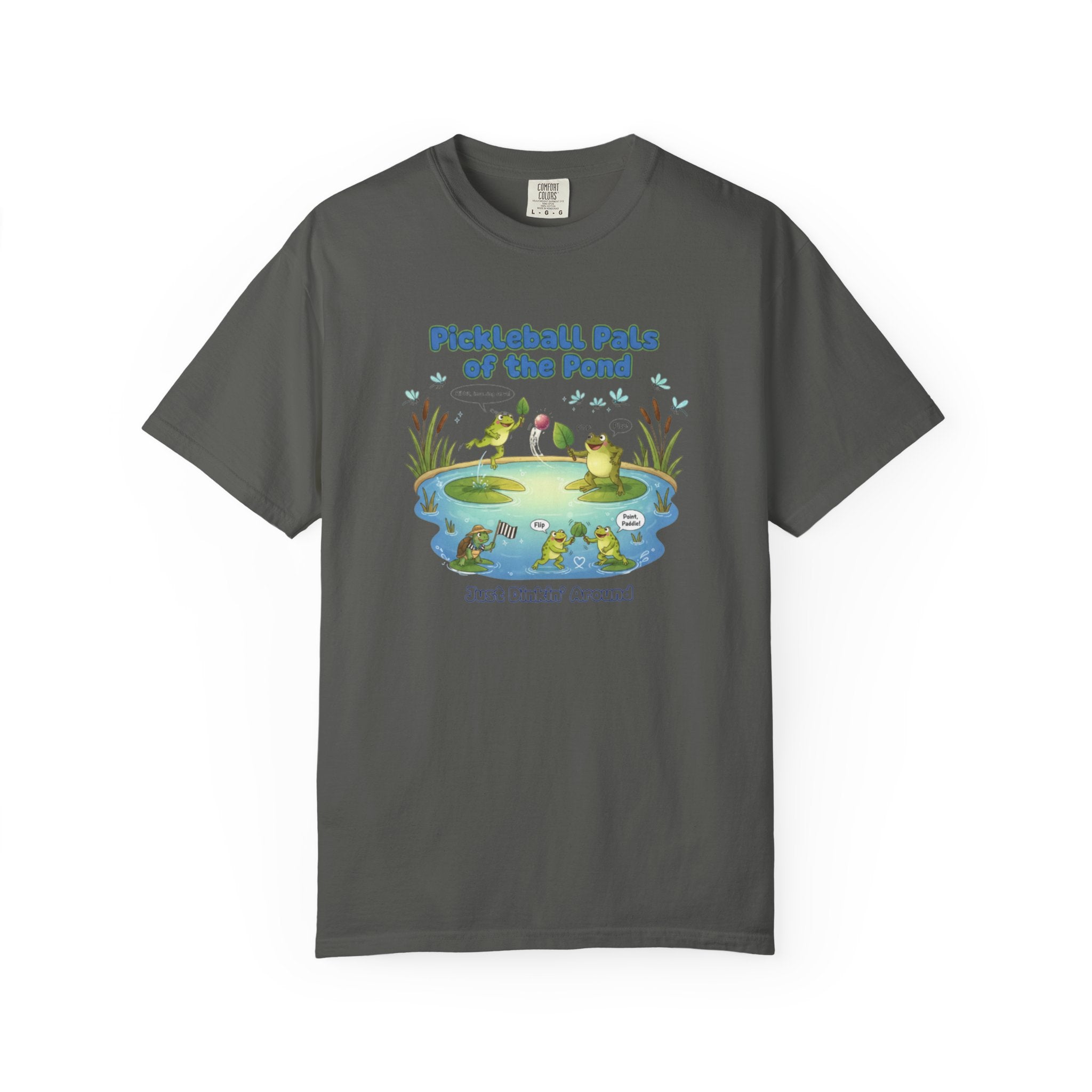 Pickleball Pals of the Pond T-Shirt | Cute Frog Pond Illustration