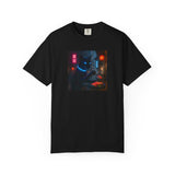 Neon Cyber Cat Sushi Shibuya T-shirt | Dark Alley Japanese Streetwear