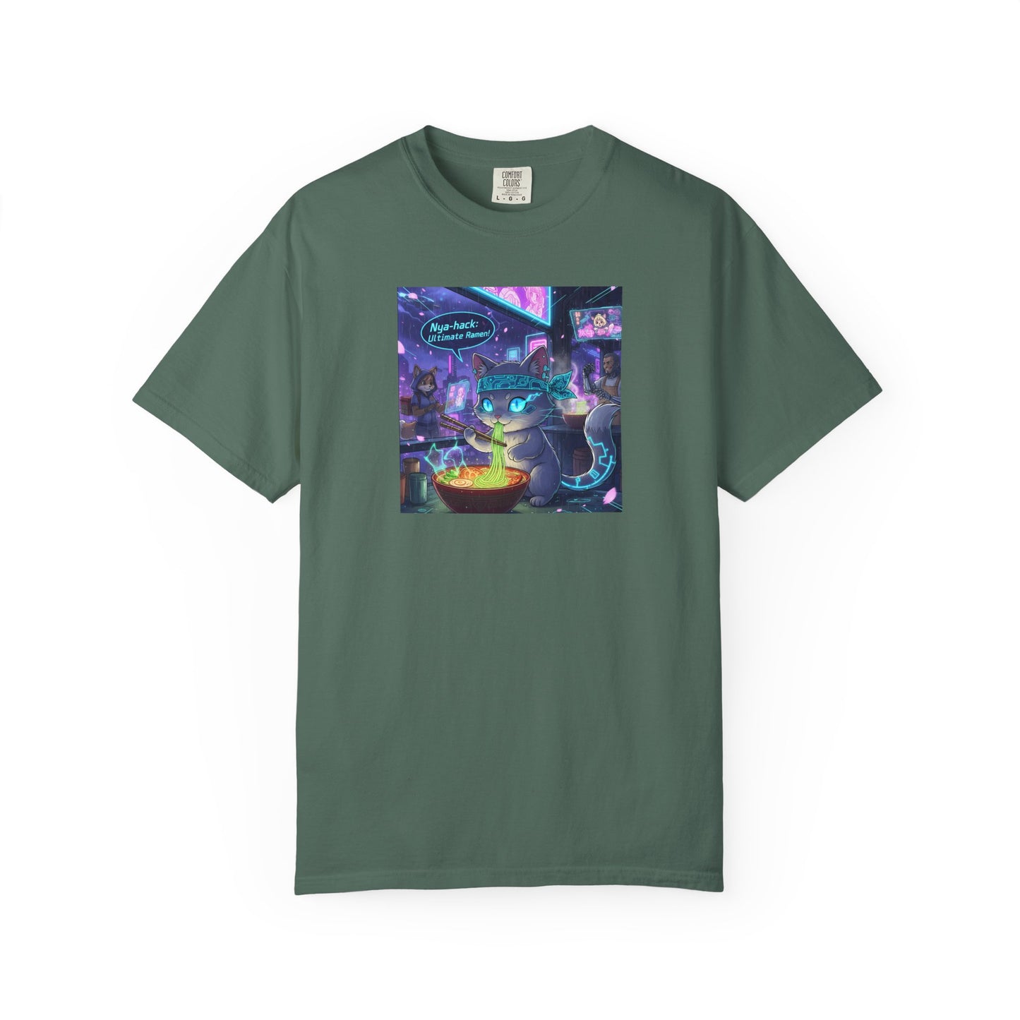 Cyberpunk Cat T-shirt | Neon Magic Potion Street Scene