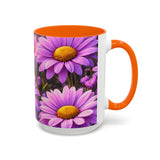 Purple Daisy Floral Mug | Accent Coffee Mug 11oz 15oz