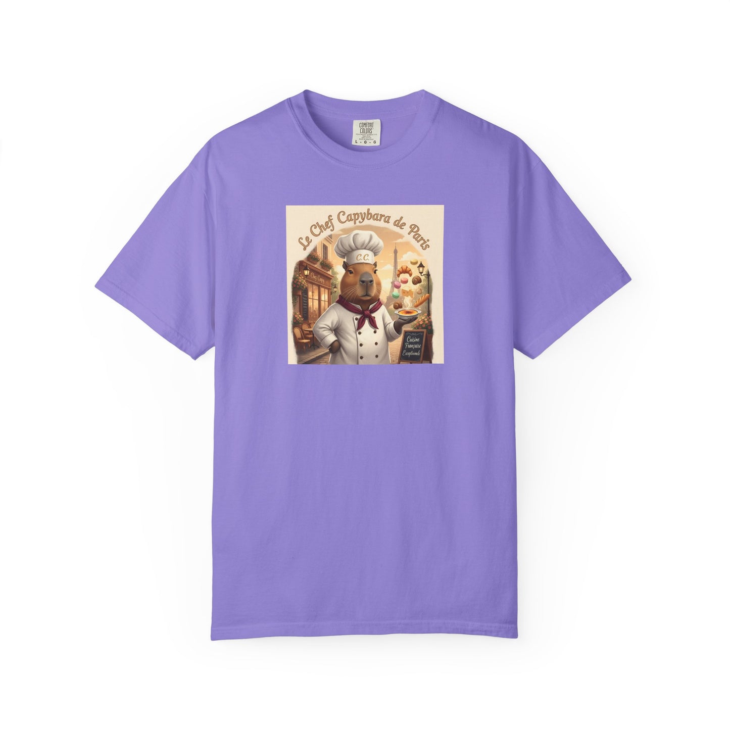 Vintage French Pâtissier Capybara Chef T-shirt | Bakery Illustration