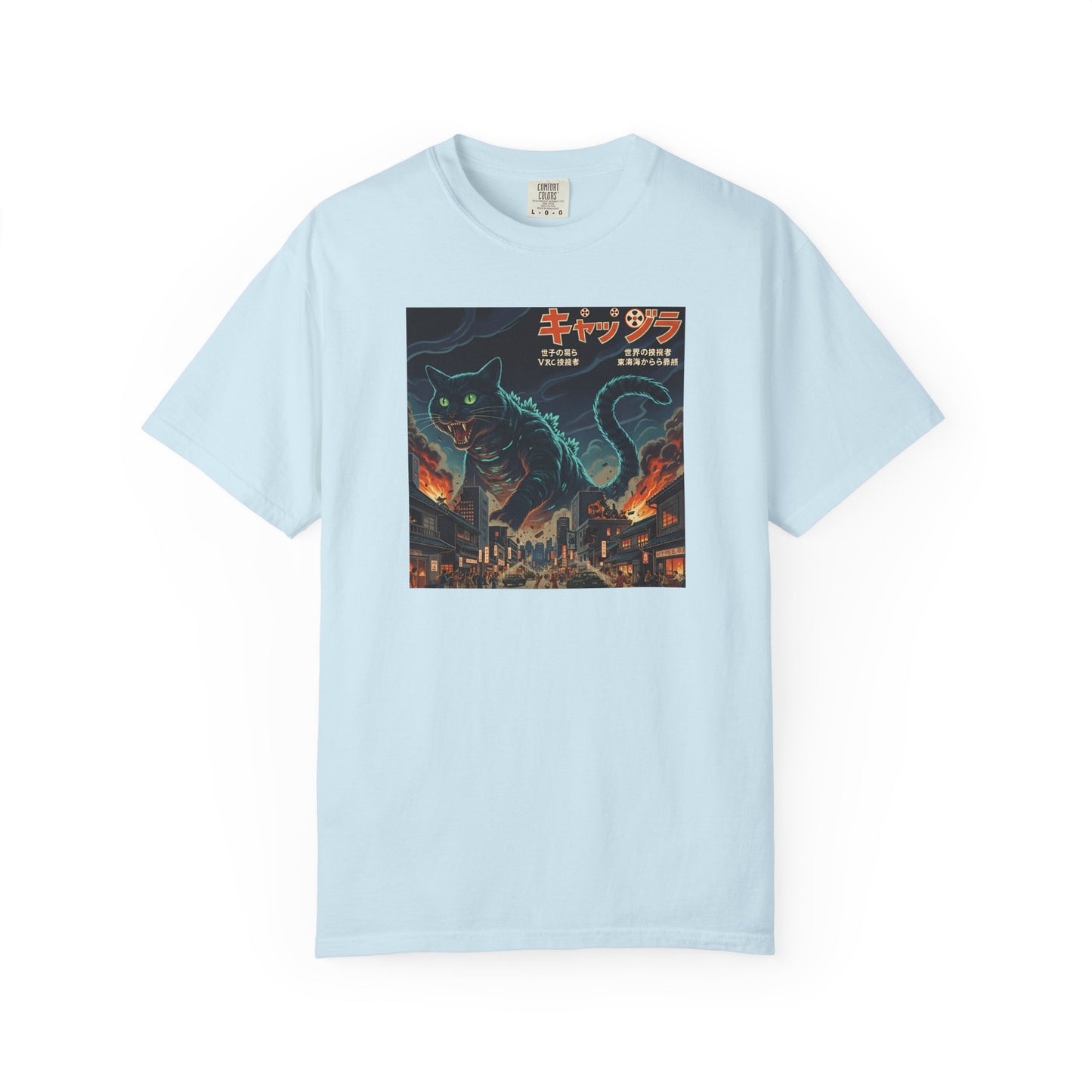 Giant Neon Cat Rampage T-Shirt | Retro City Kaiju Artwork