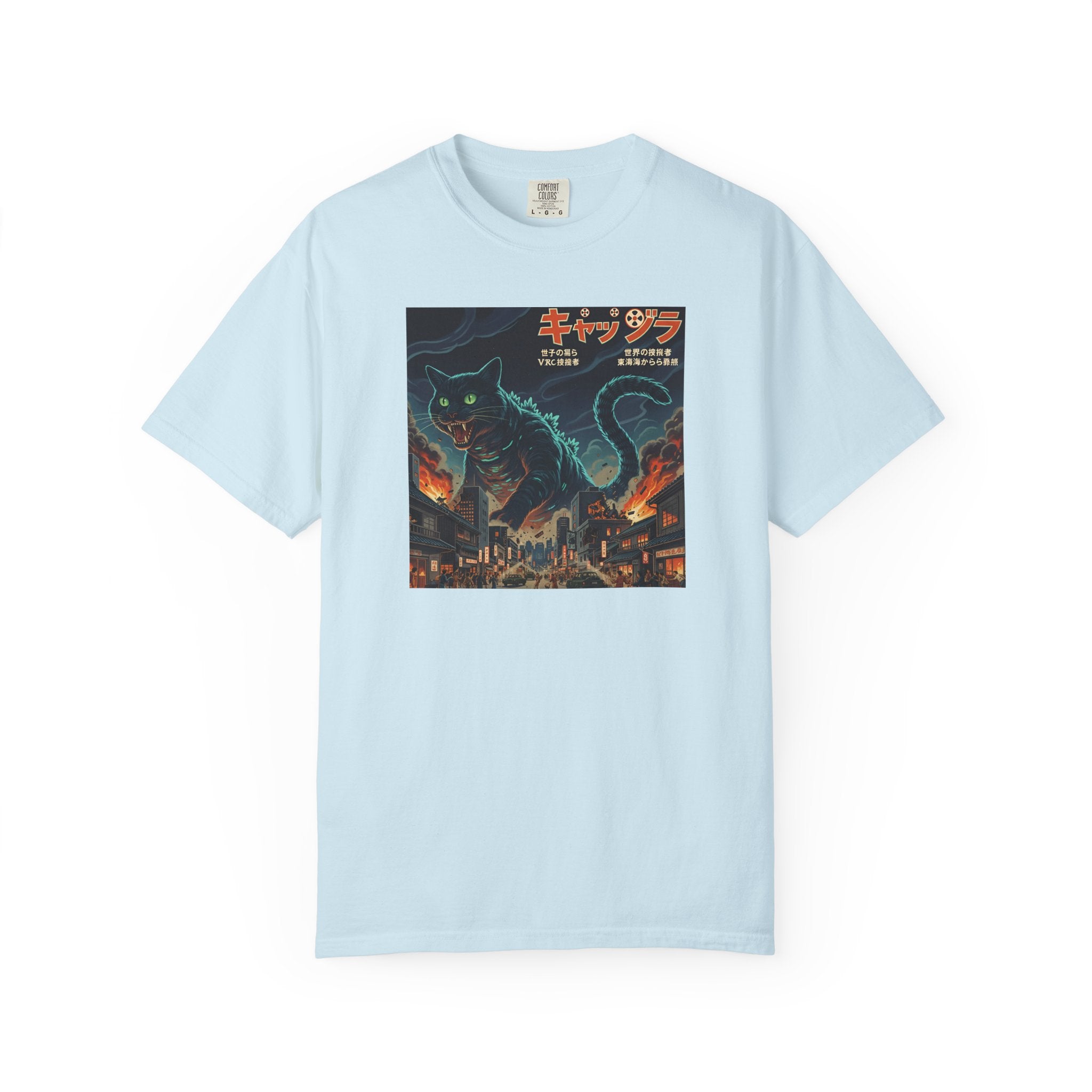 Giant Neon Cat Rampage T-Shirt | Retro City Kaiju Artwork