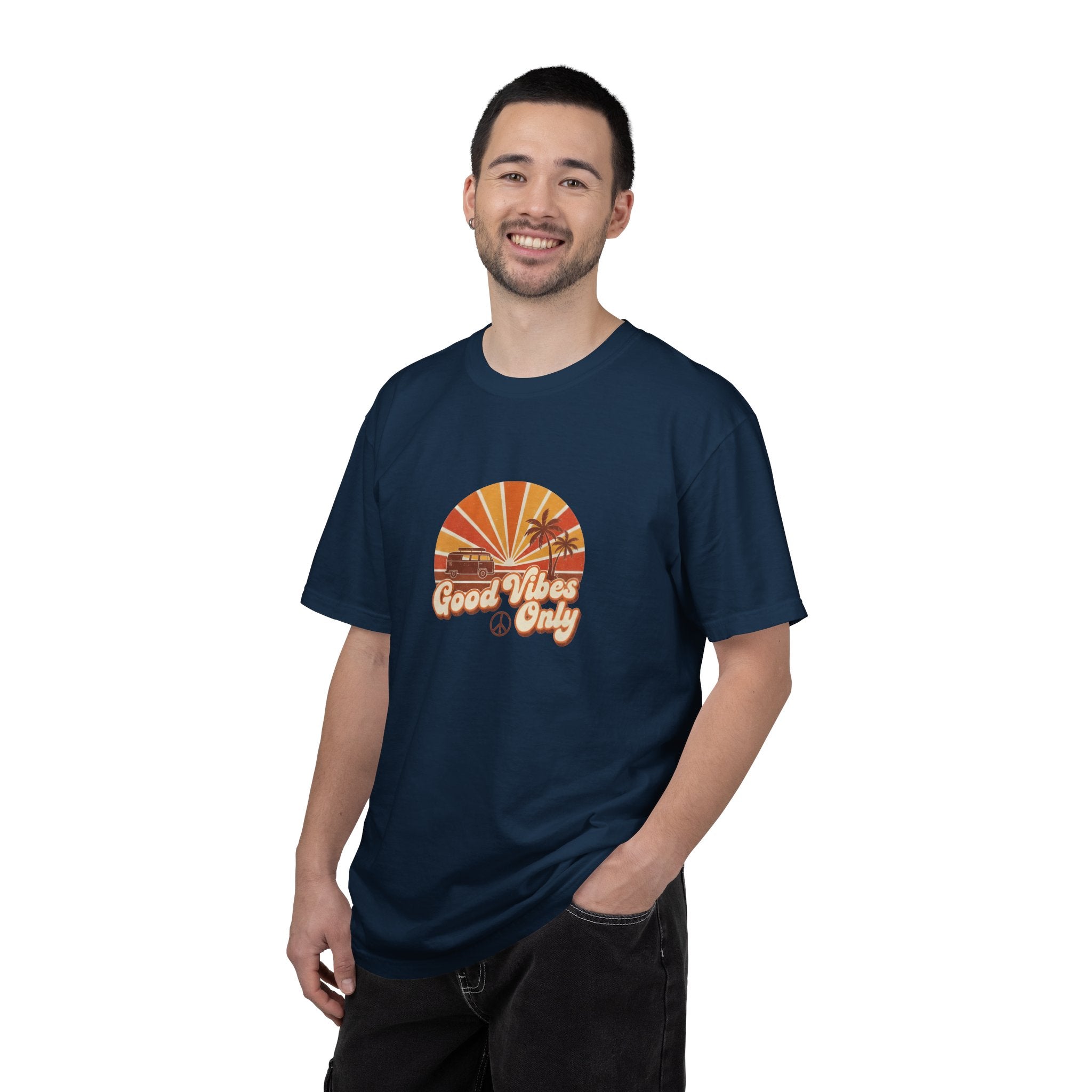 Good Vibes Only T-shirt | Retro Sunset Palm Peace Sign
