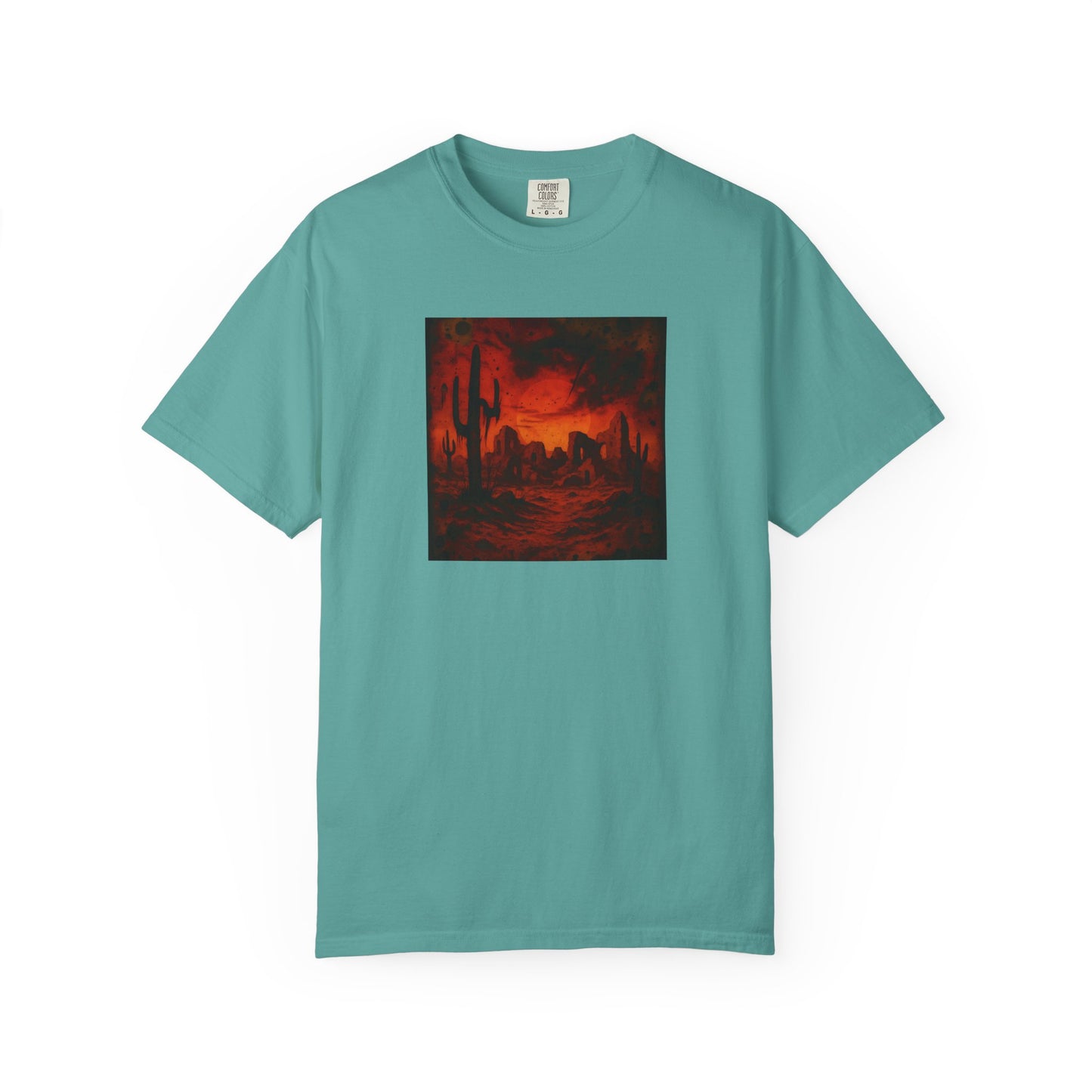 Red Desert Sunset T-shirt | Cactus Landscape, Moody Western Scene