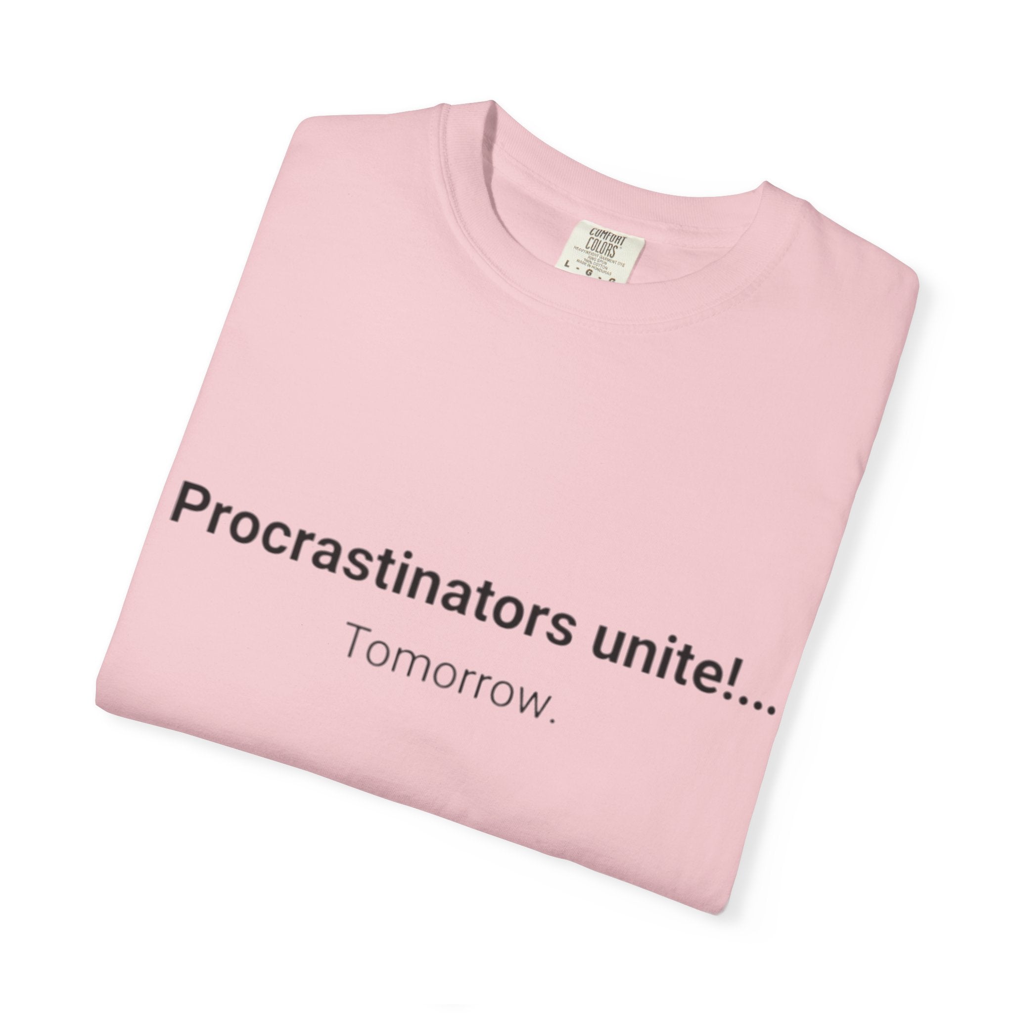 Procrastinators Unite... Tomorrow T-shirt | Funny Text Tee