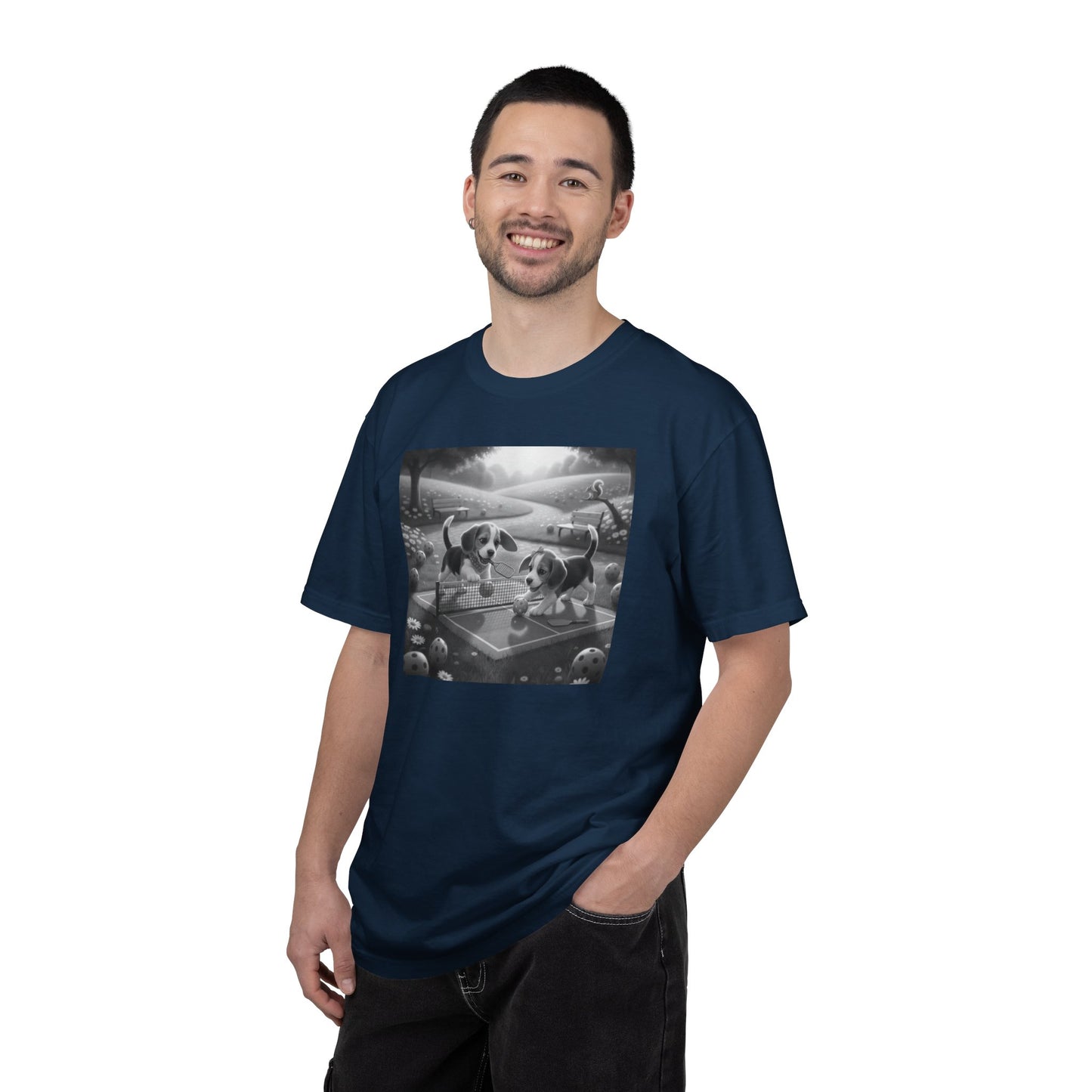 Pickleball Beagle Puppies T-shirt | Monochrome Dog Art