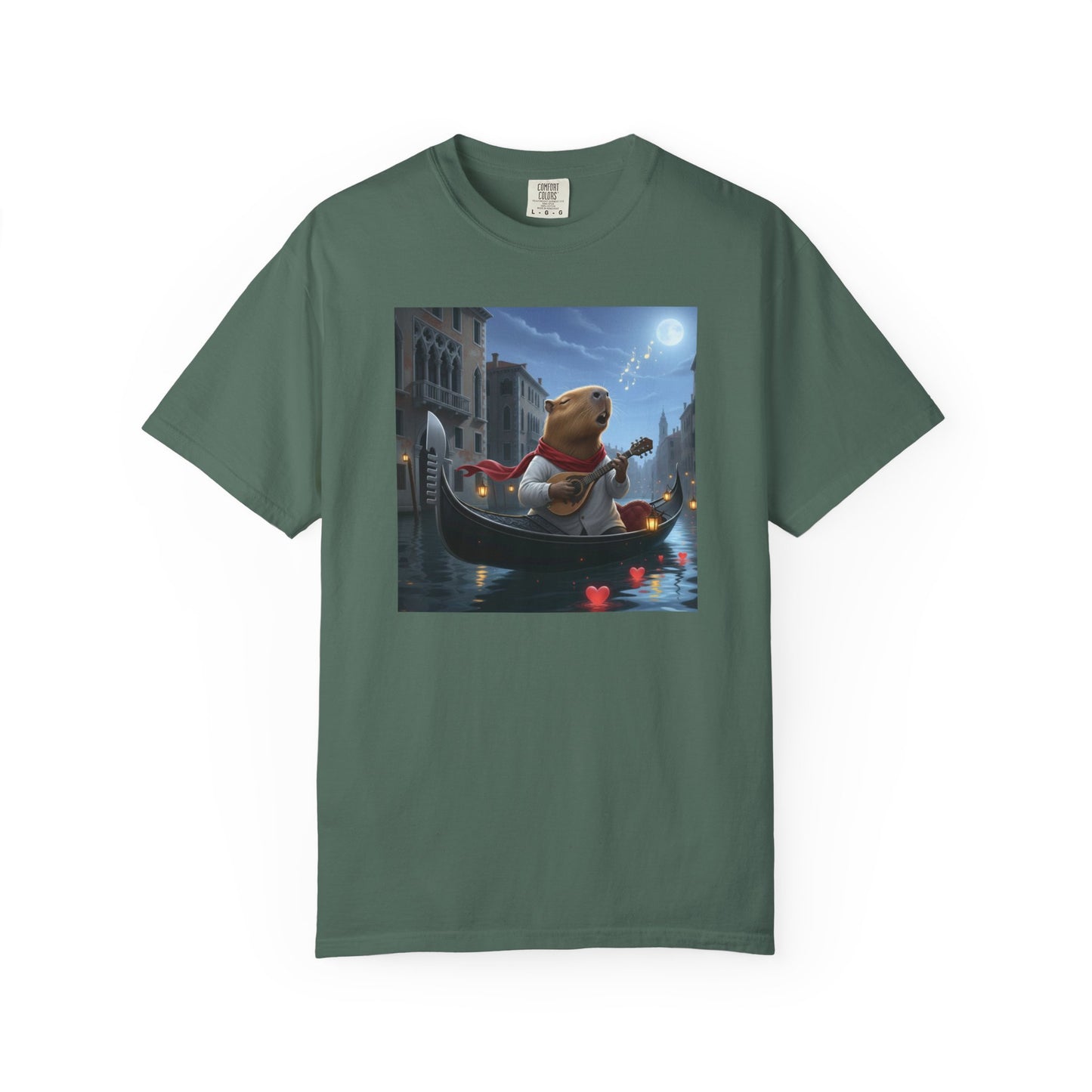 Capybara Gondolier Venice Night T-shirt | Romantic Venetian Canal Illustration