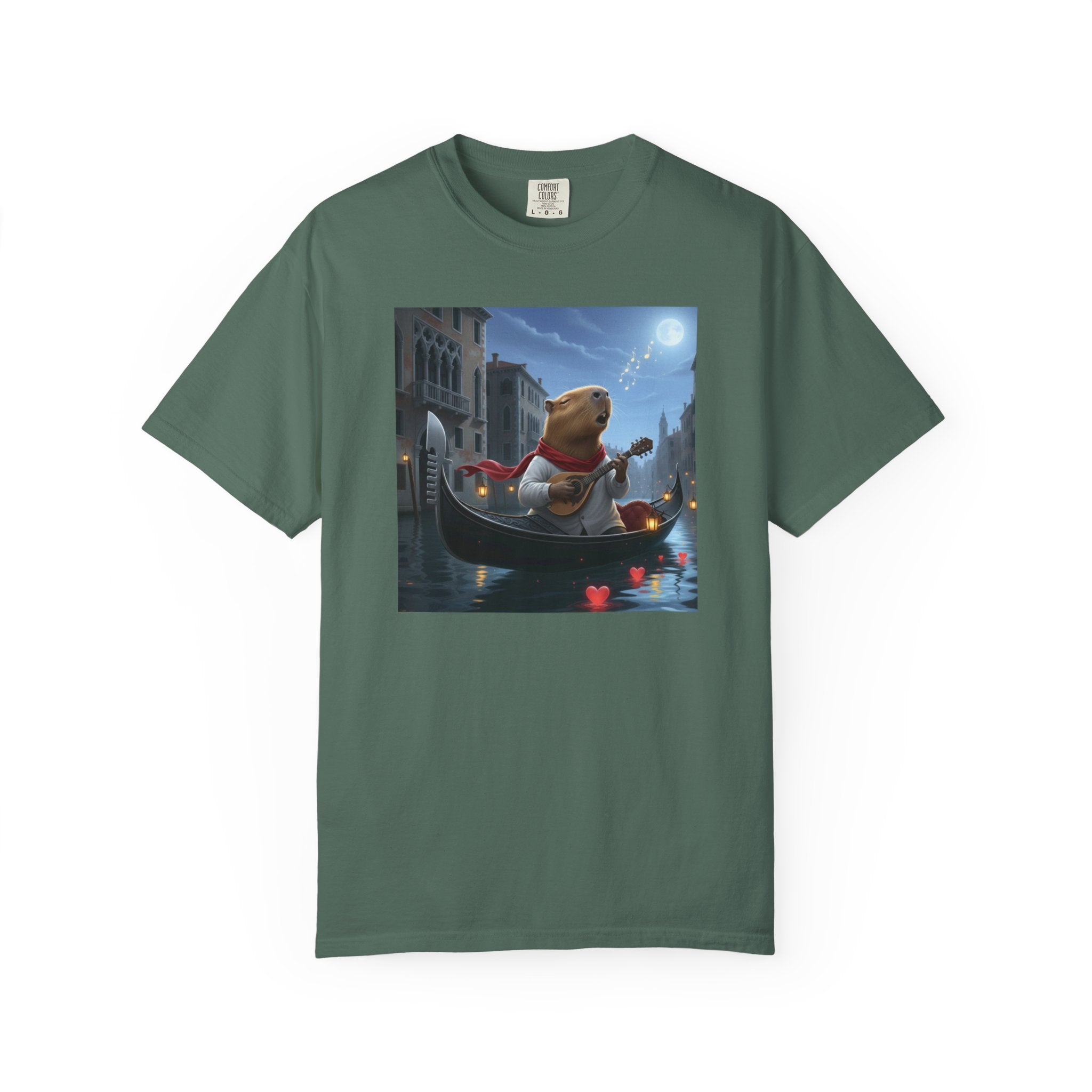 Capybara Gondolier Venice Night T-shirt | Romantic Venetian Canal Illustration
