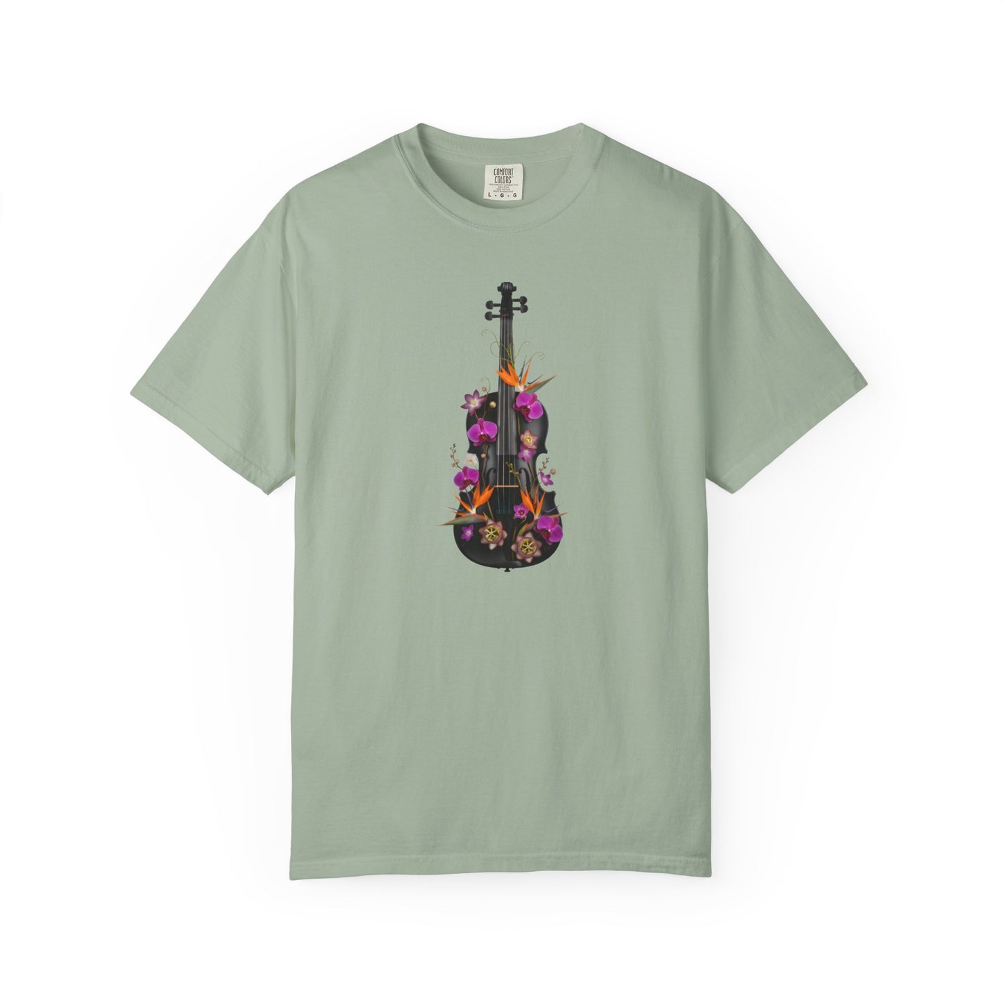 Floral Violin T-shirt | Botanical Music Instrument Tee