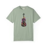 Floral Violin T-shirt | Botanical Music Instrument Tee