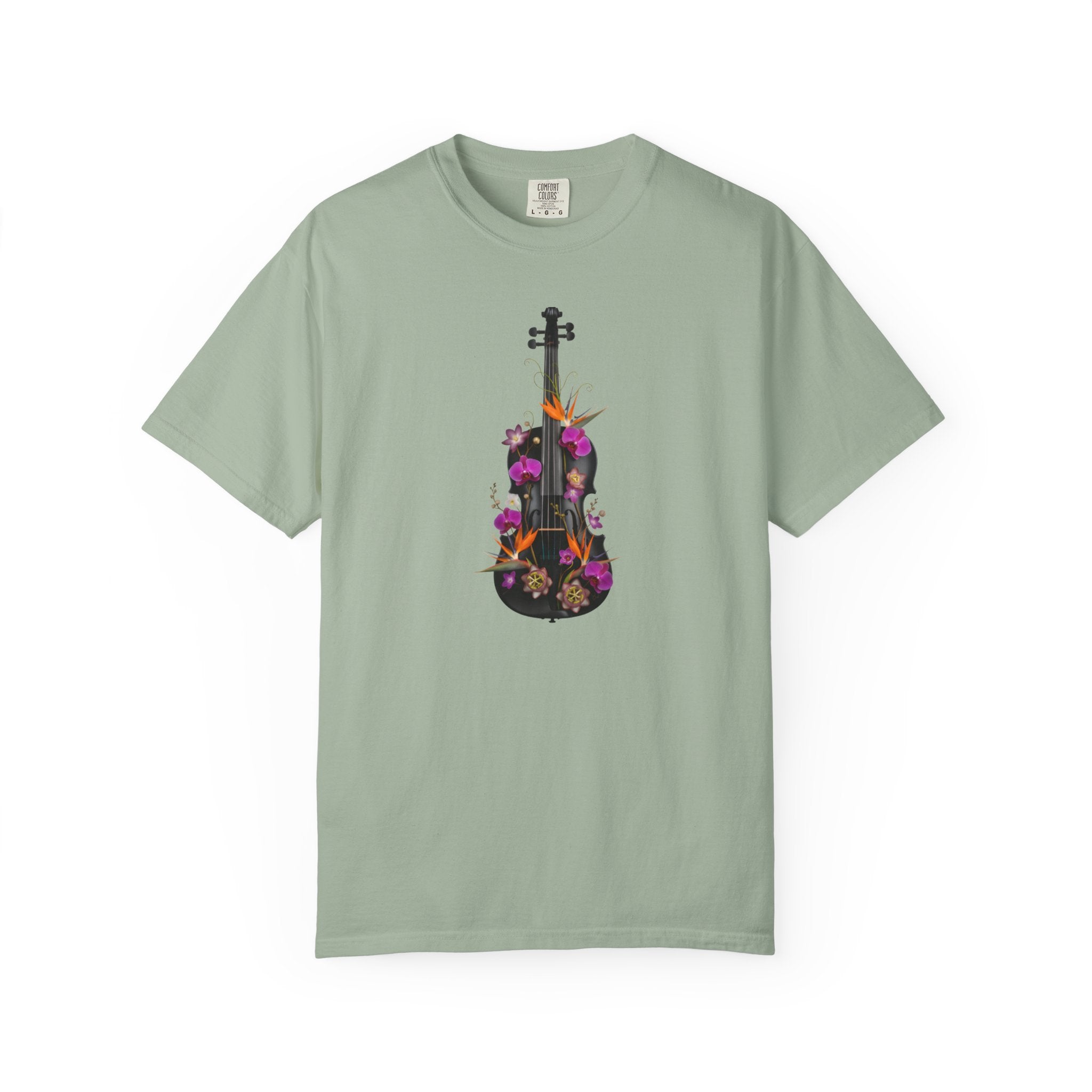 Floral Violin T-shirt | Botanical Music Instrument Tee