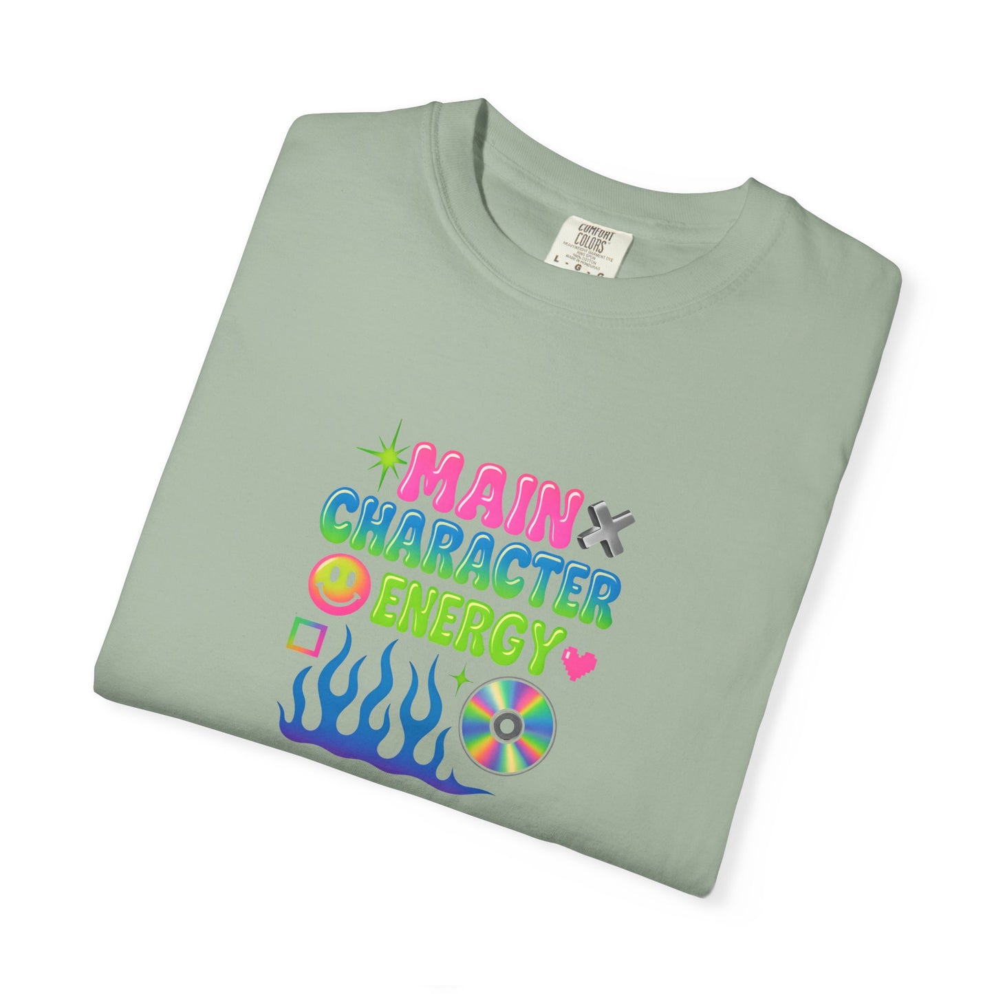 Main Character Energy T-shirt | Colorful Flame, Smiley Icons