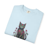 Floral Cat Illustration T-Shirt | Botanical Kitty Tee