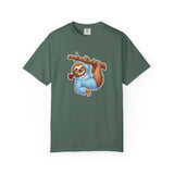 Sloth with Rose on Branch T-shirt | Cute Relaxed Animal Tee