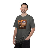 Whiskers and the Wondrous Noodles Cat Bar Ramen Scene T-shirt | Cozy Pub Cat Illustration